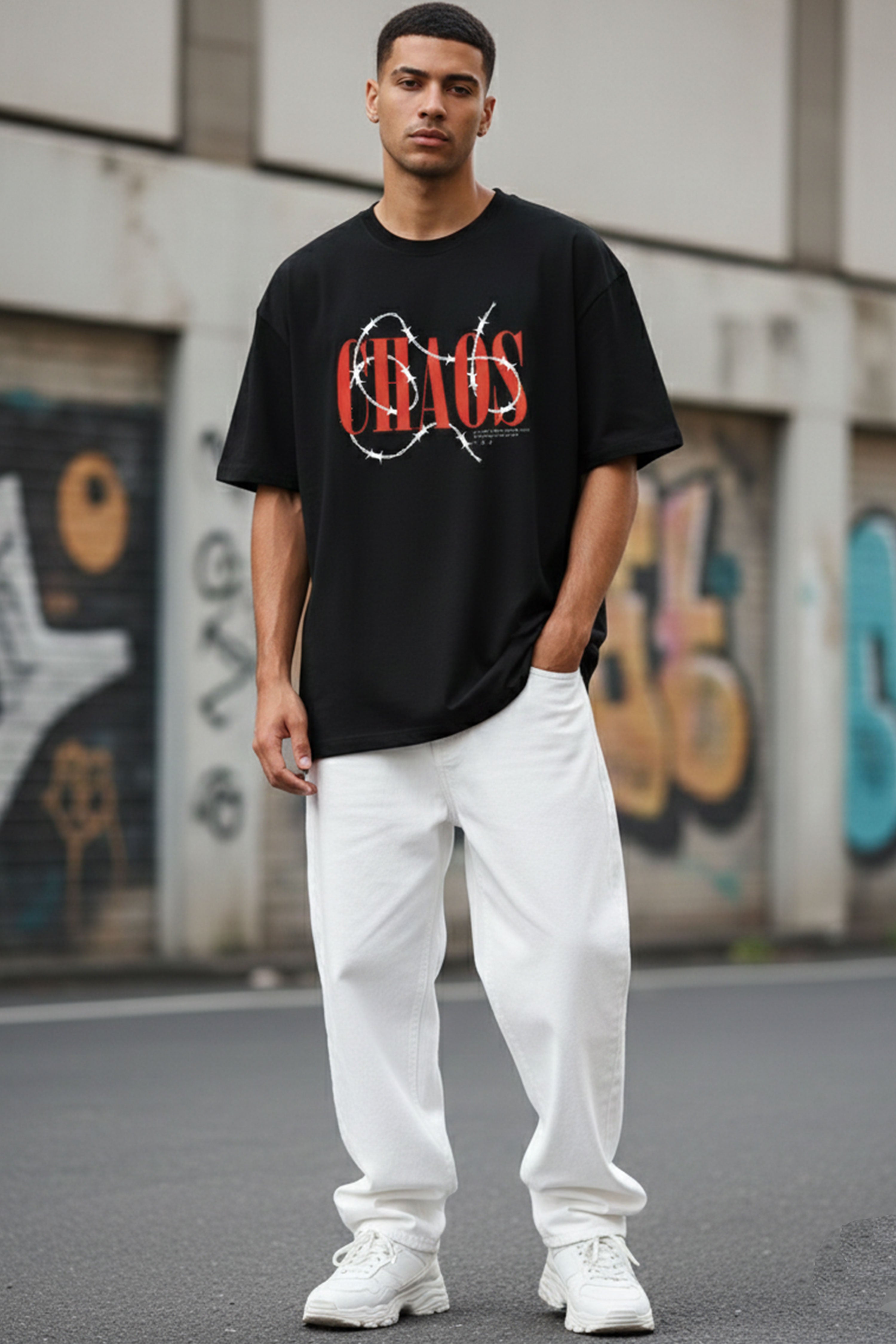BARBED CHAOS OVERSIZED GRAPHIC TEE