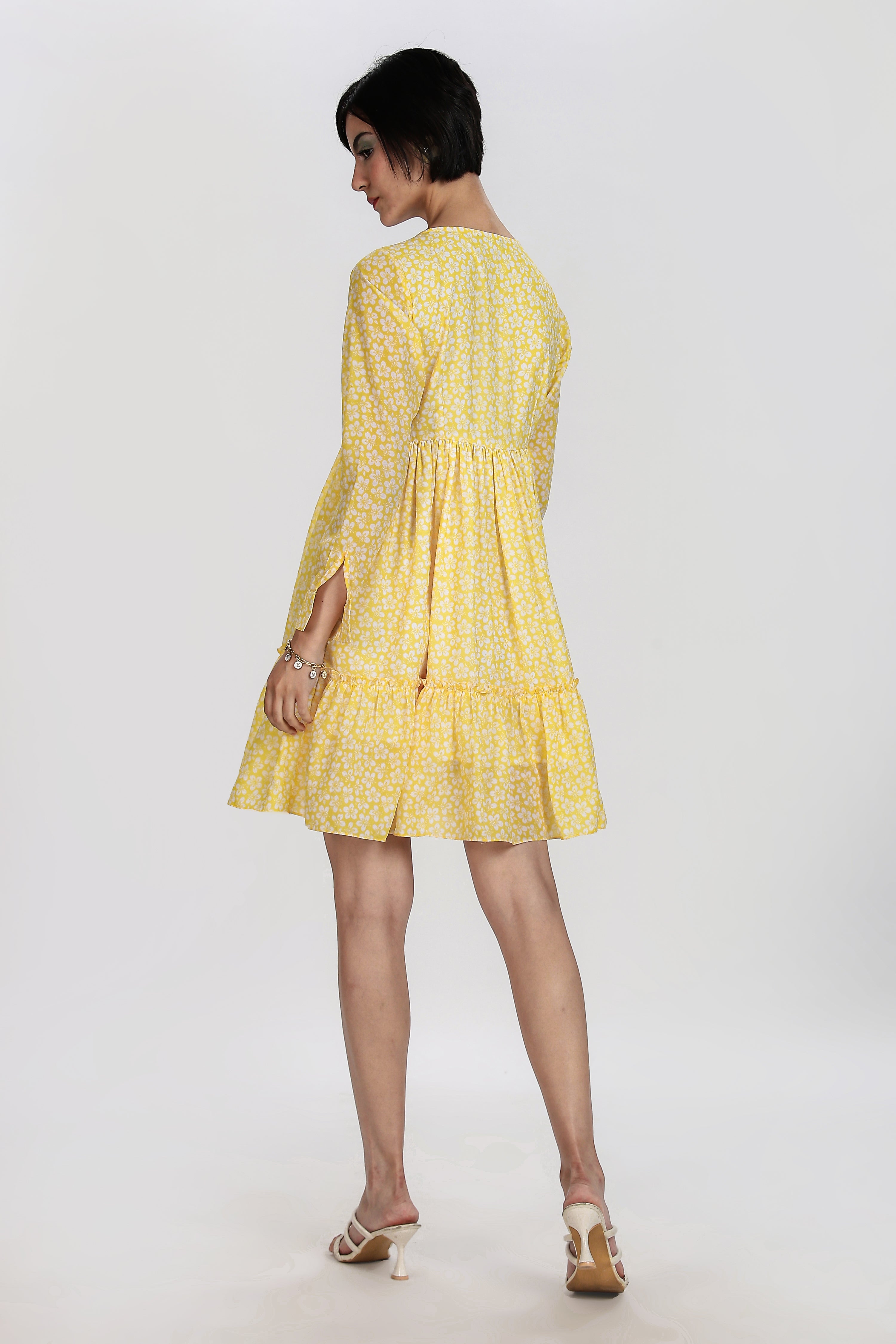 FLORA MINI DRESS-YELLOW