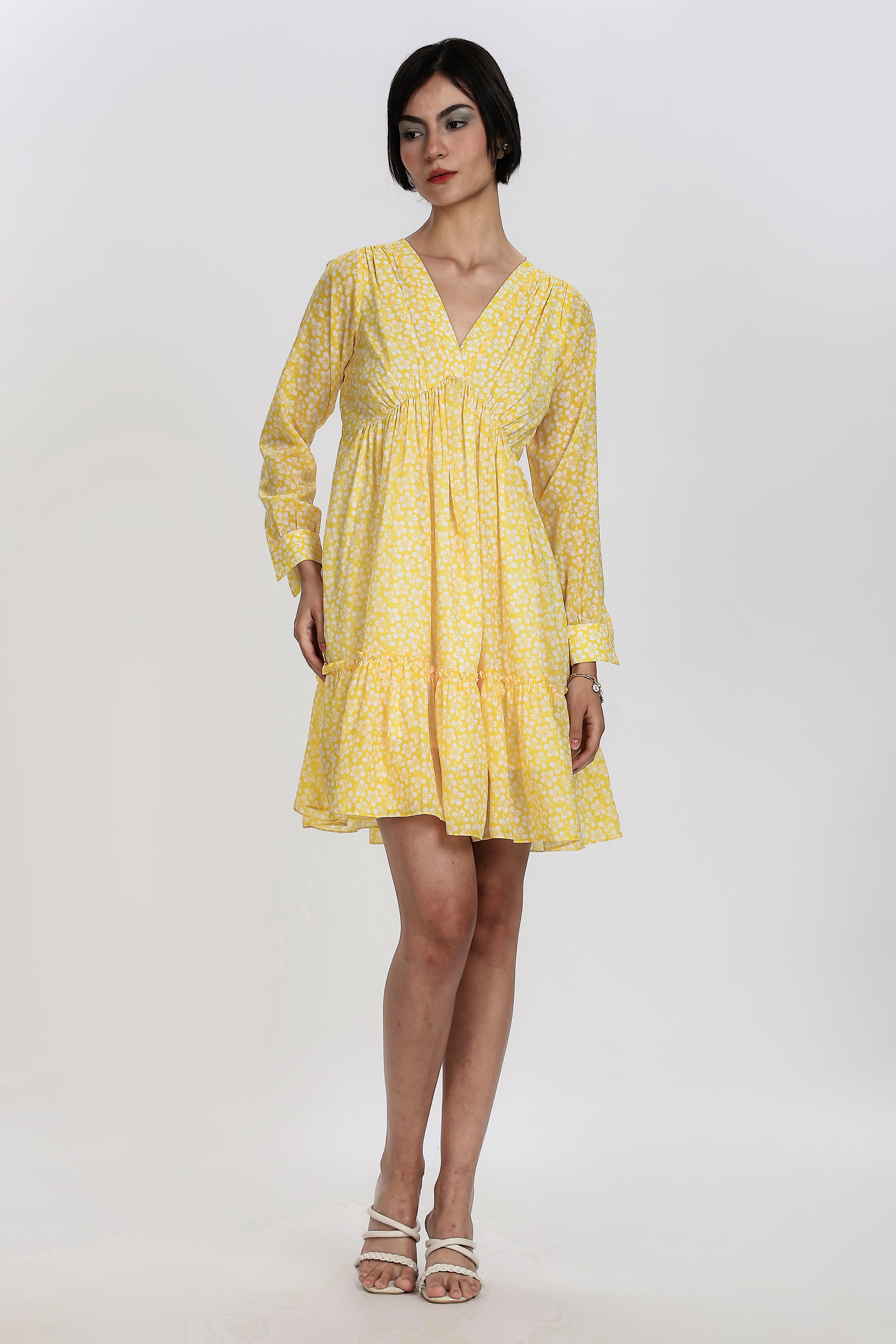 FLORA MINI DRESS-YELLOW