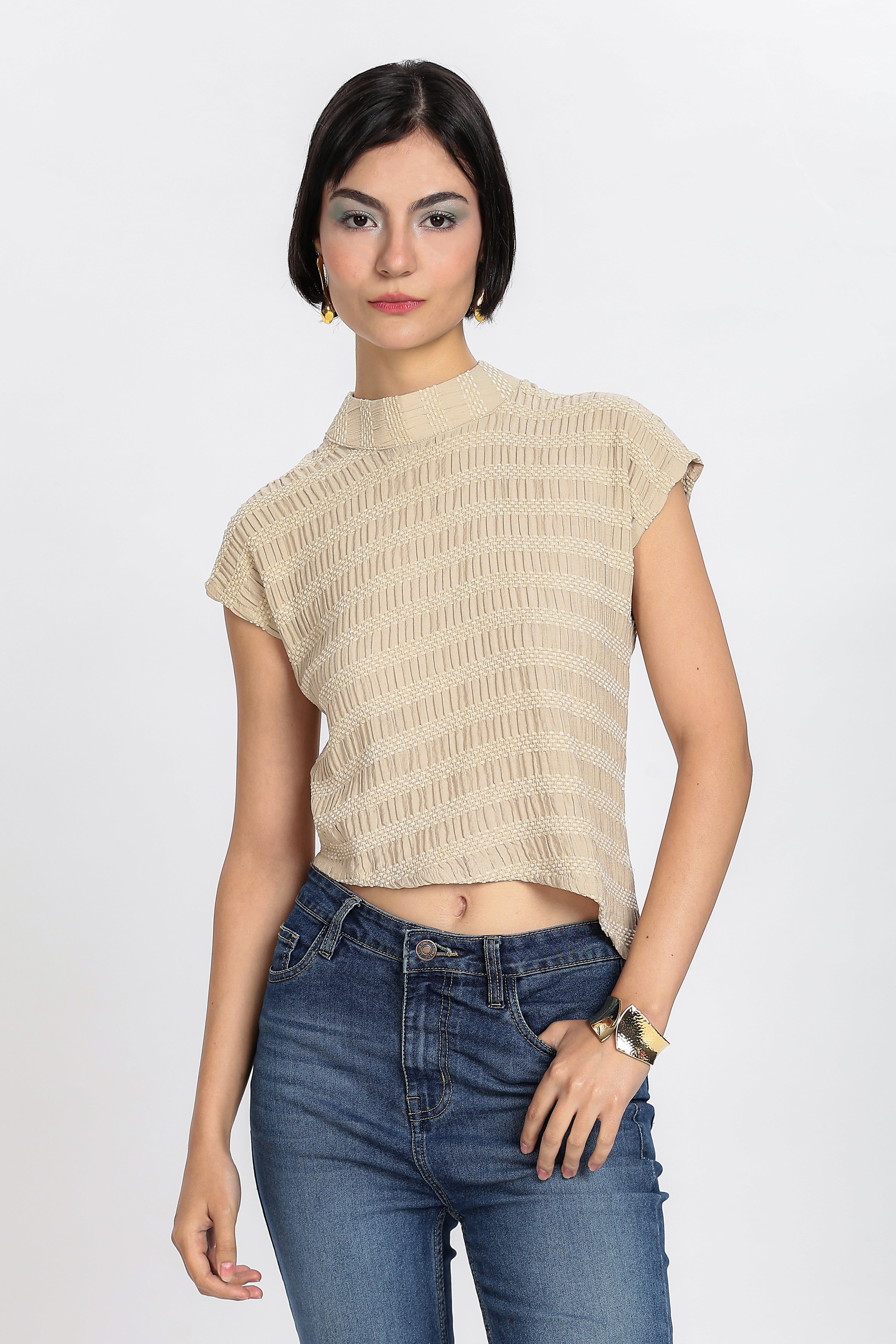 KNITTED TOP-ALMOND FROST