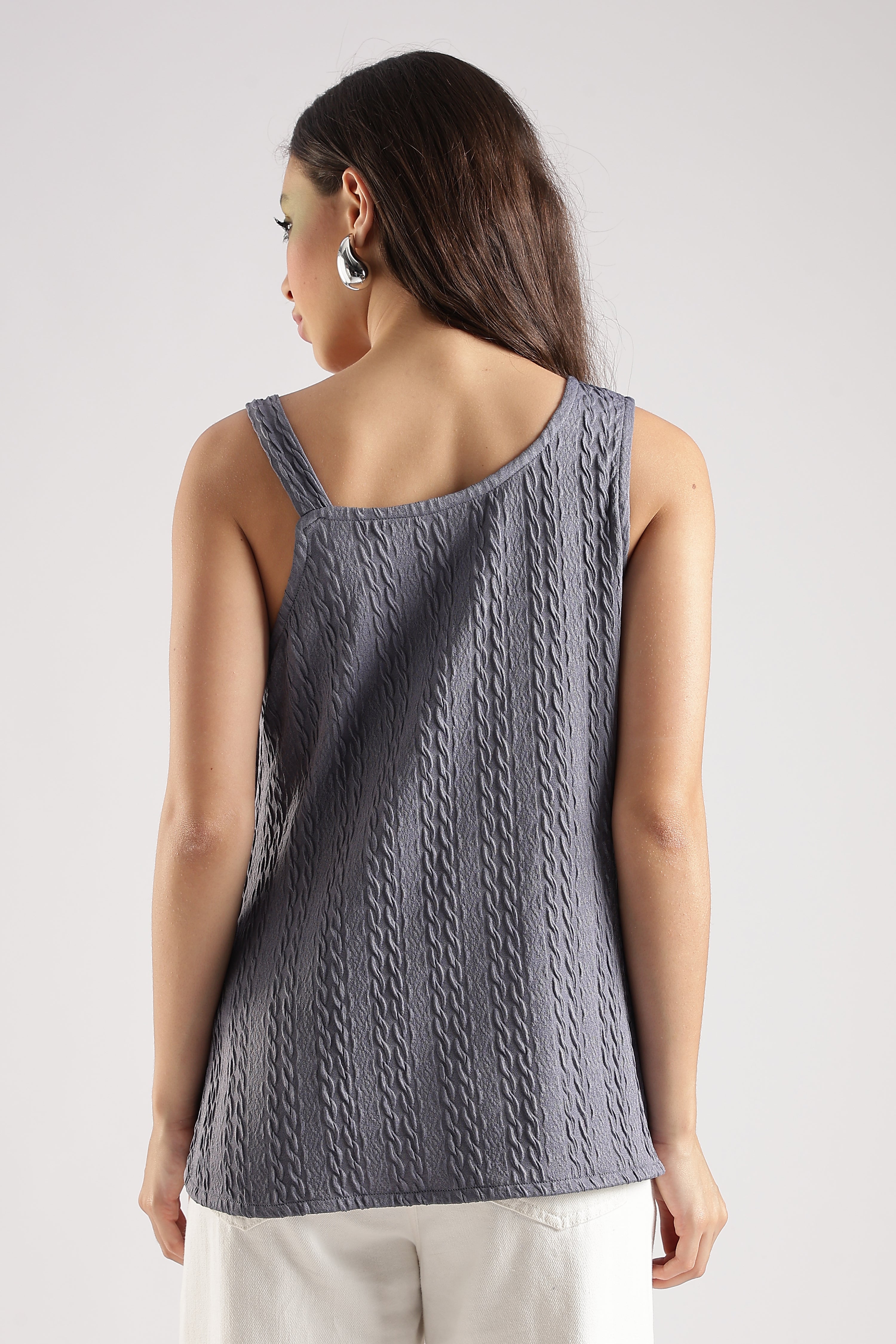 KNITTED TOP-GREY