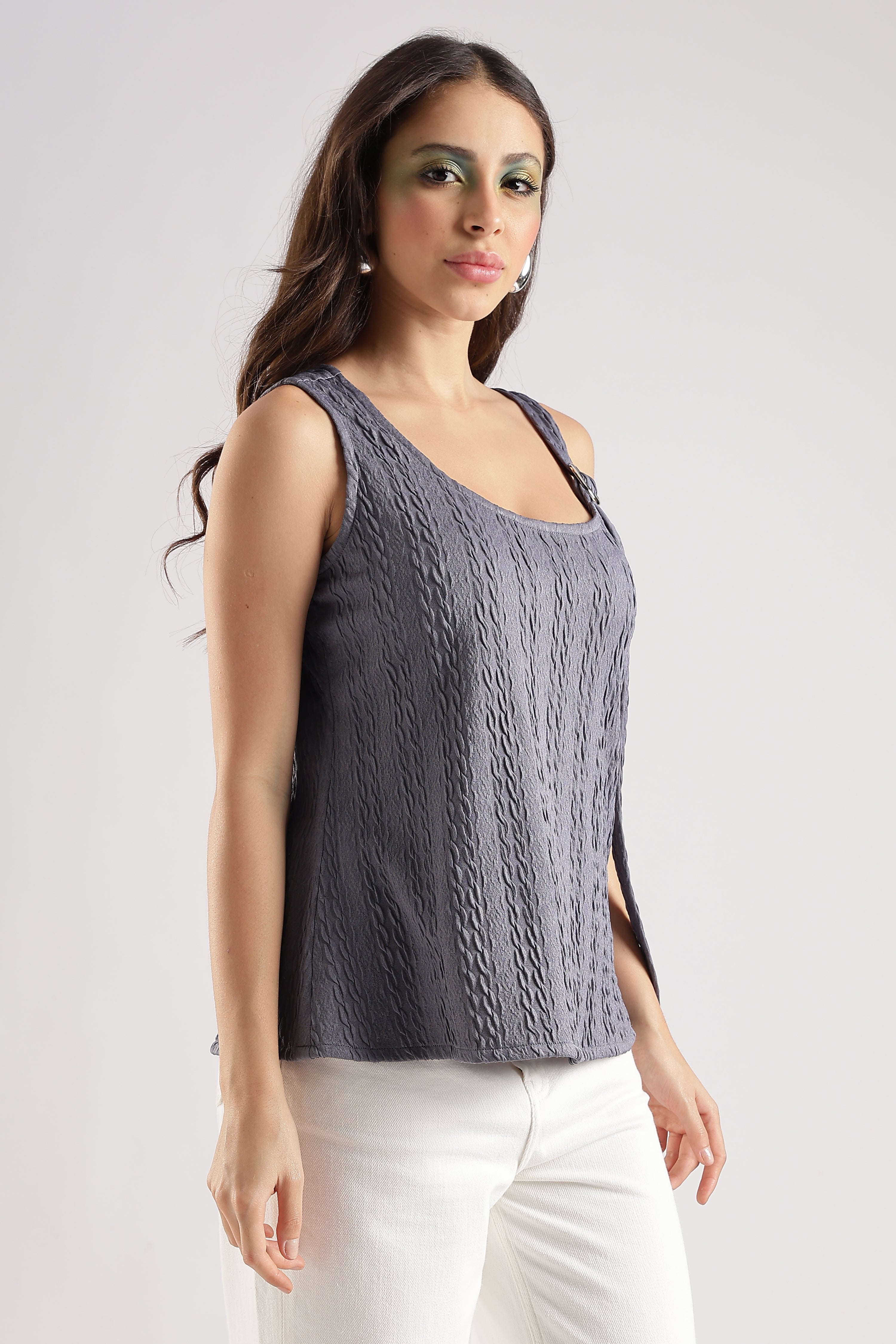 KNITTED TOP-GREY