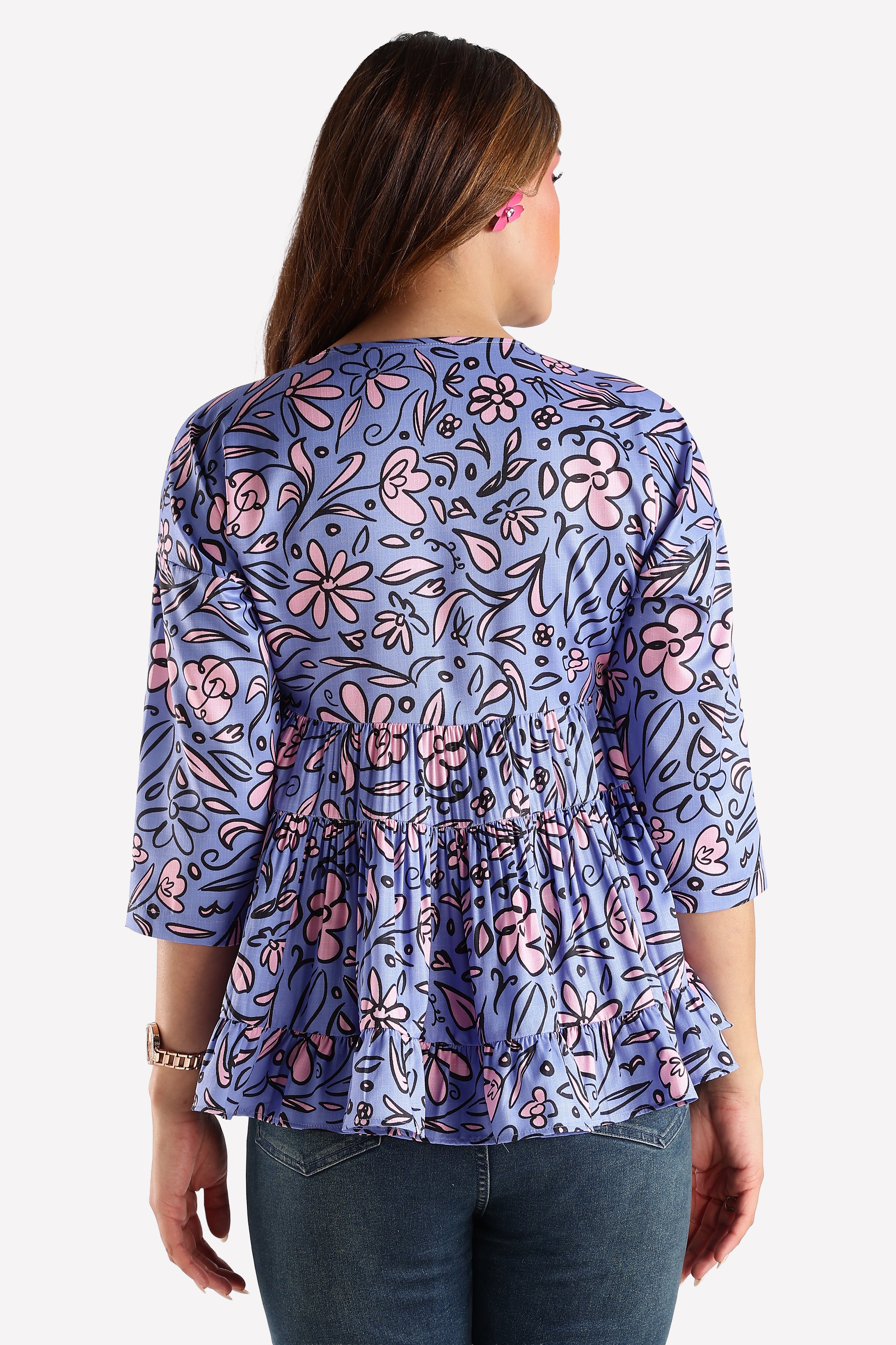 PRINTED TOP-LAVENDER