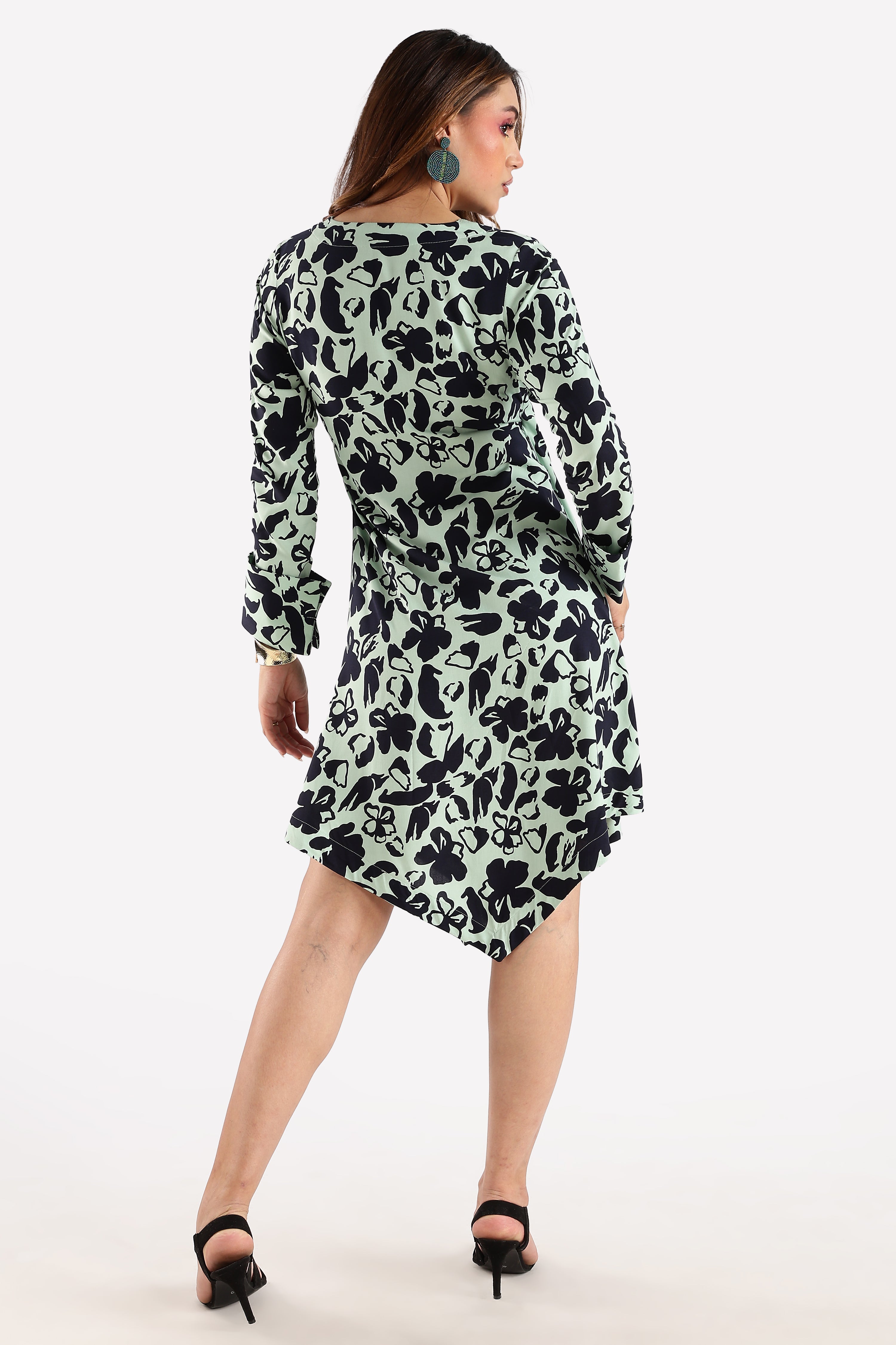 RAYON PRINTED DRESS-GREEN