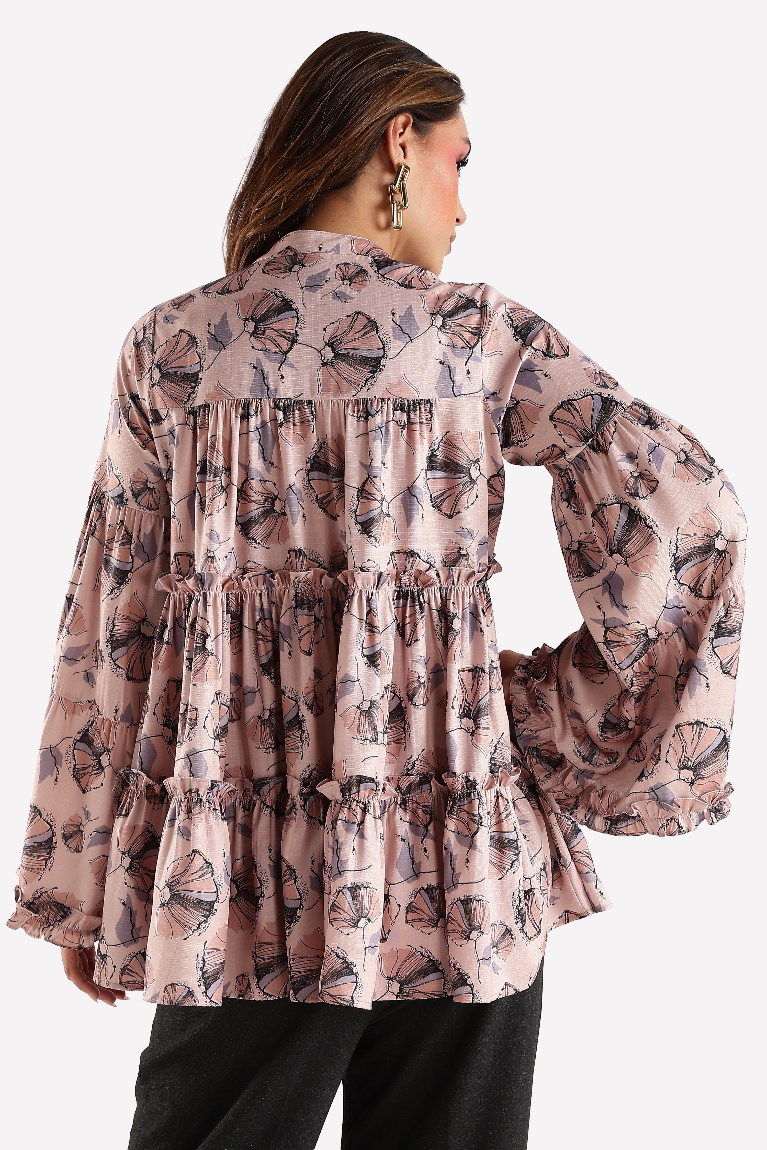 PRINTED TOP-LIGHT BROWN