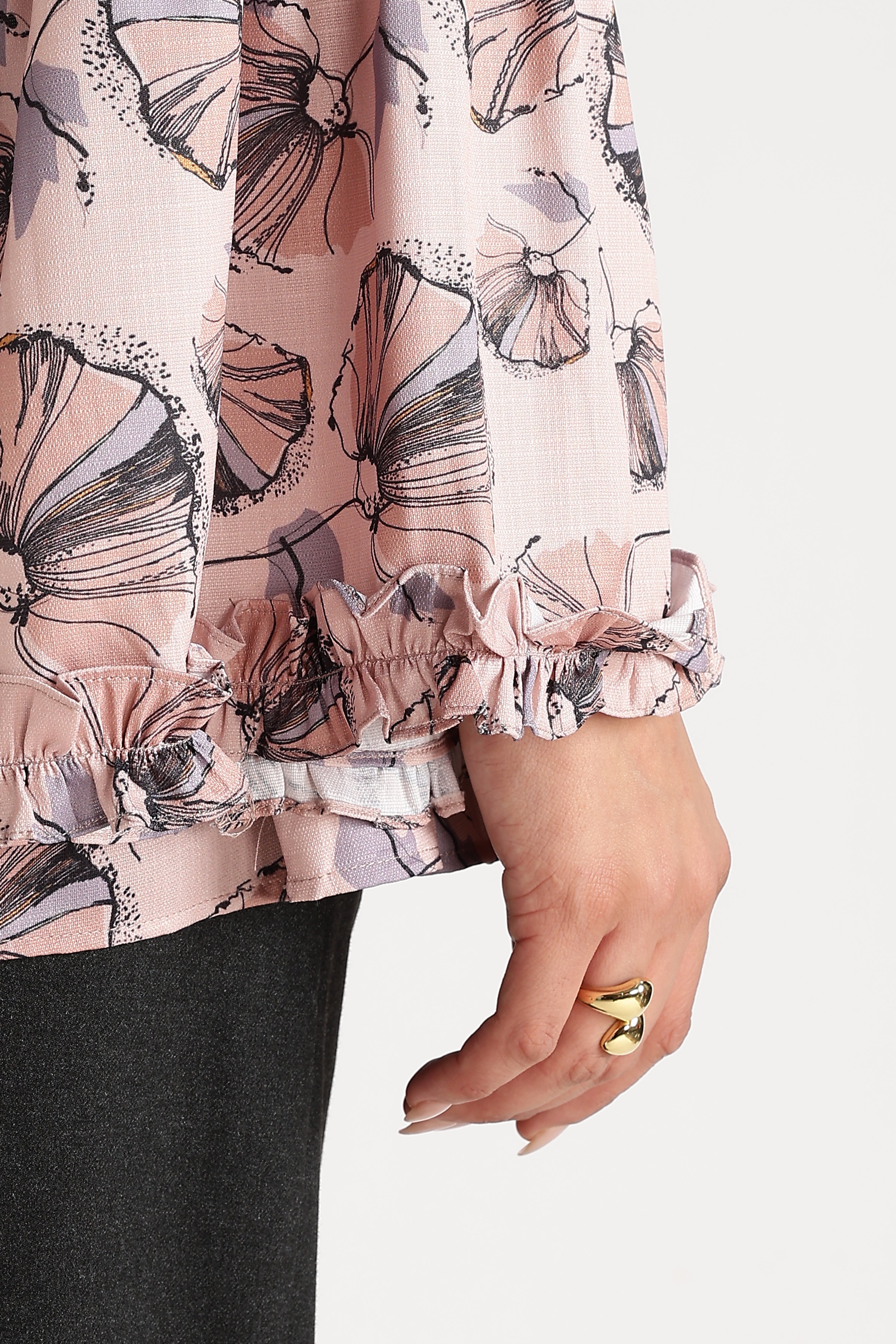 PRINTED TOP-LIGHT BROWN