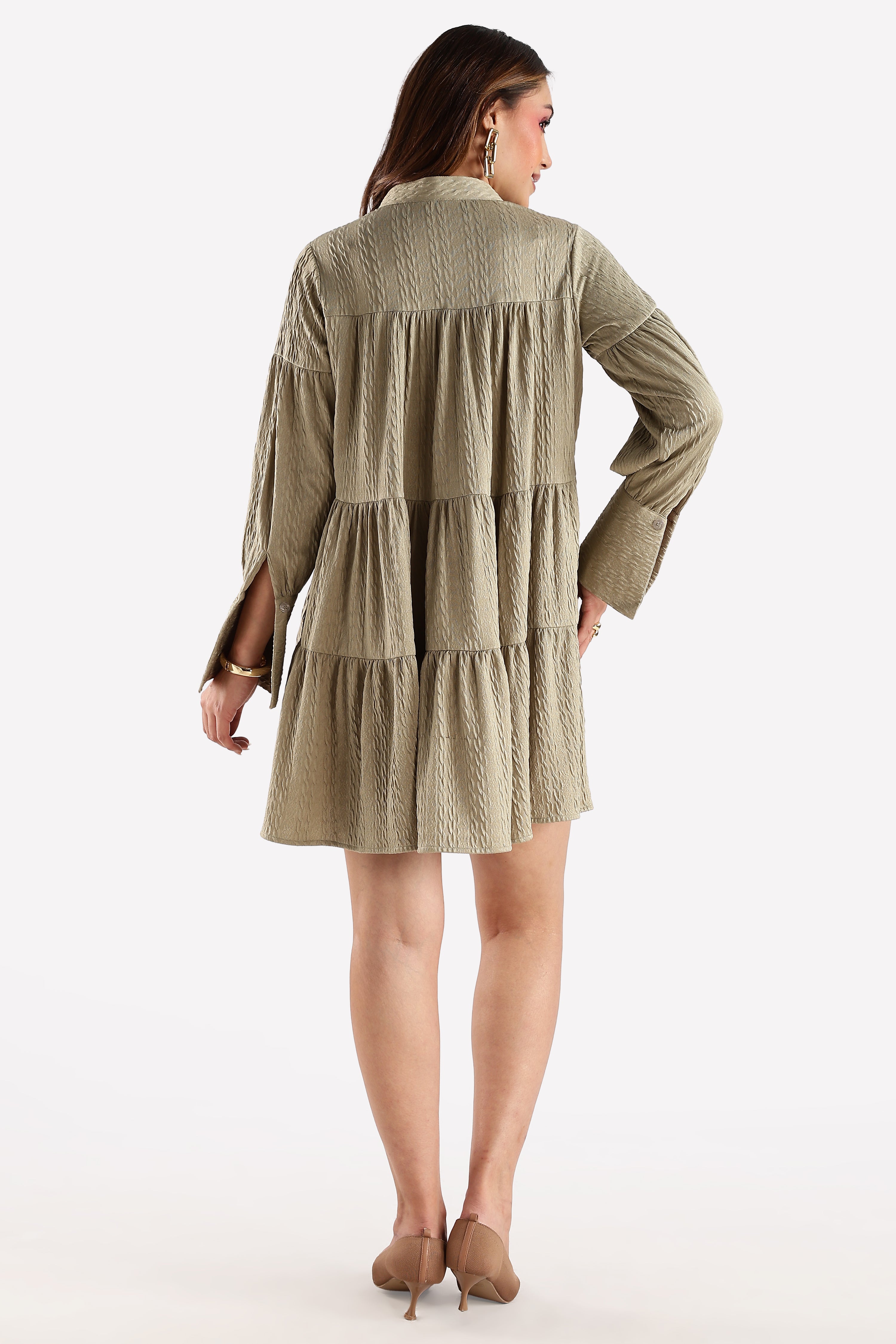 FLAIRY MINI DRESS-OLIVE