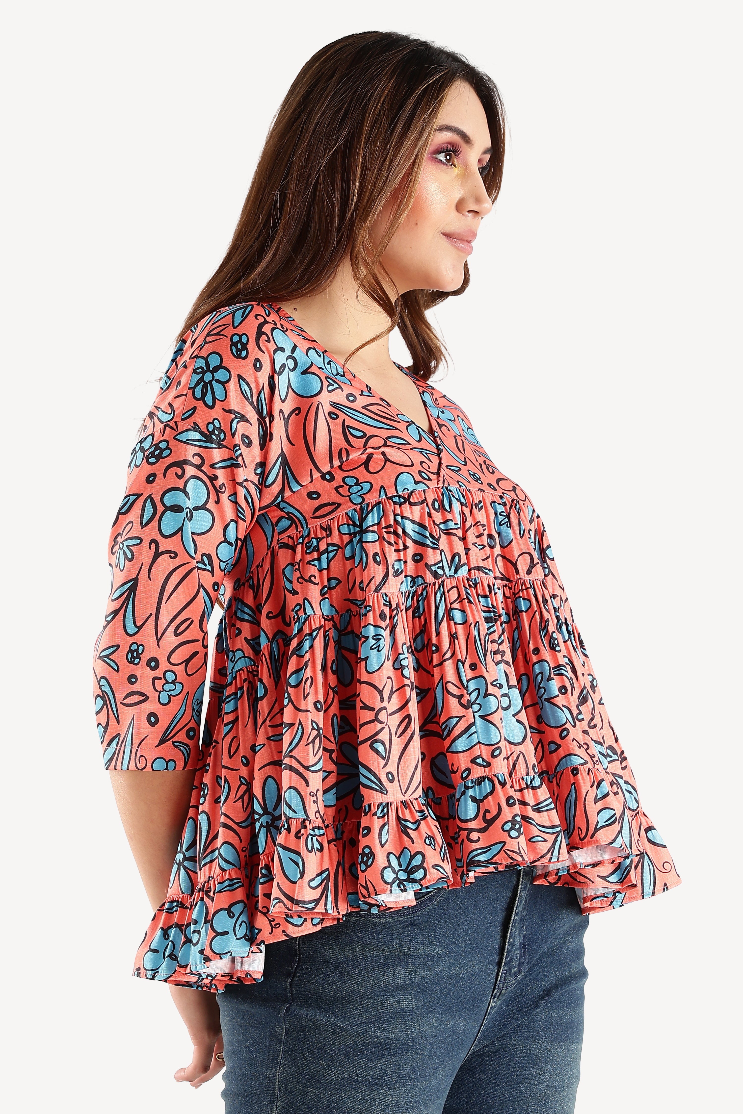 PRINTED TOP-ORANGE