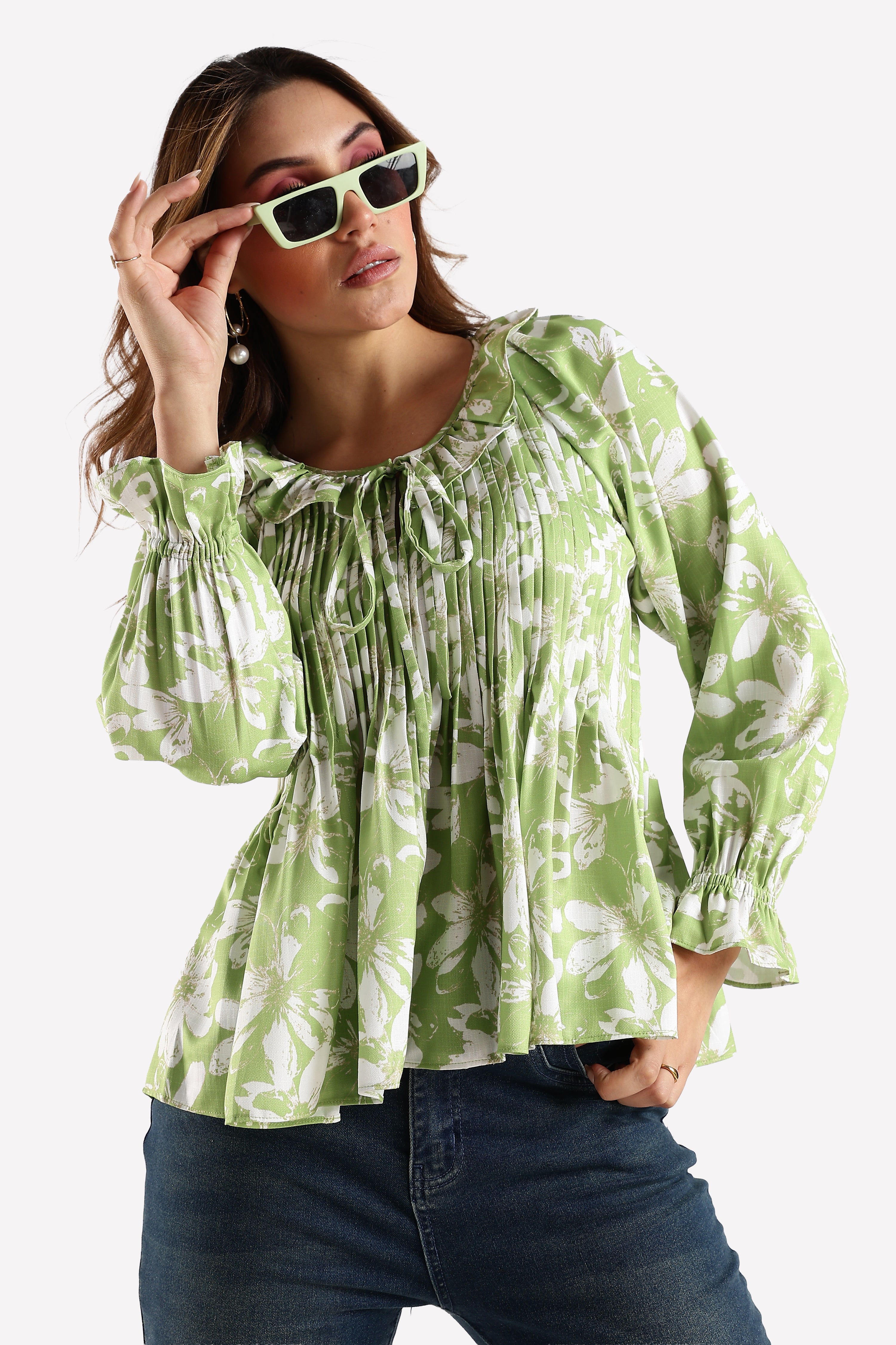 PRINTED TOP-GREEN