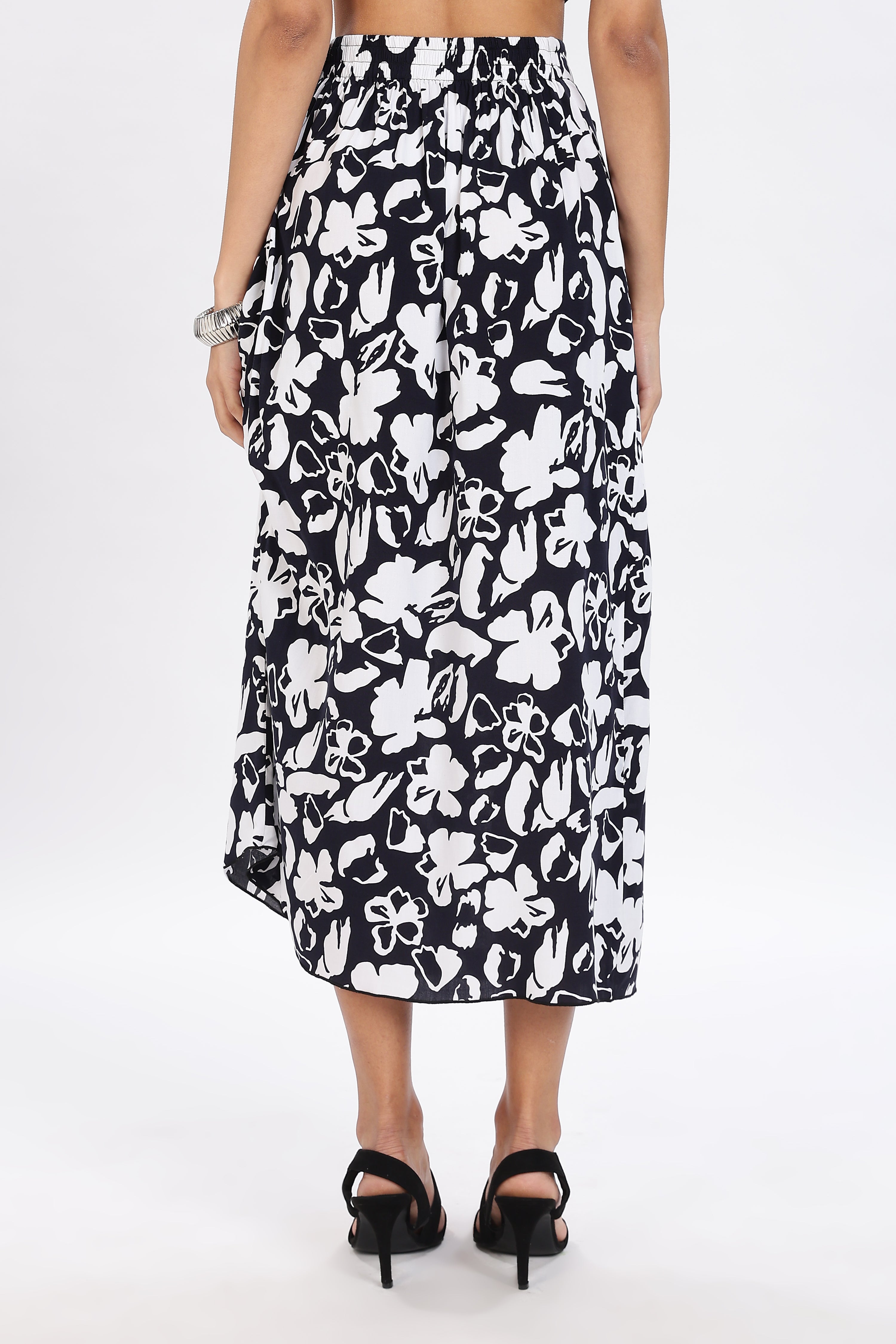 PRINTED SKIRT-BLACK