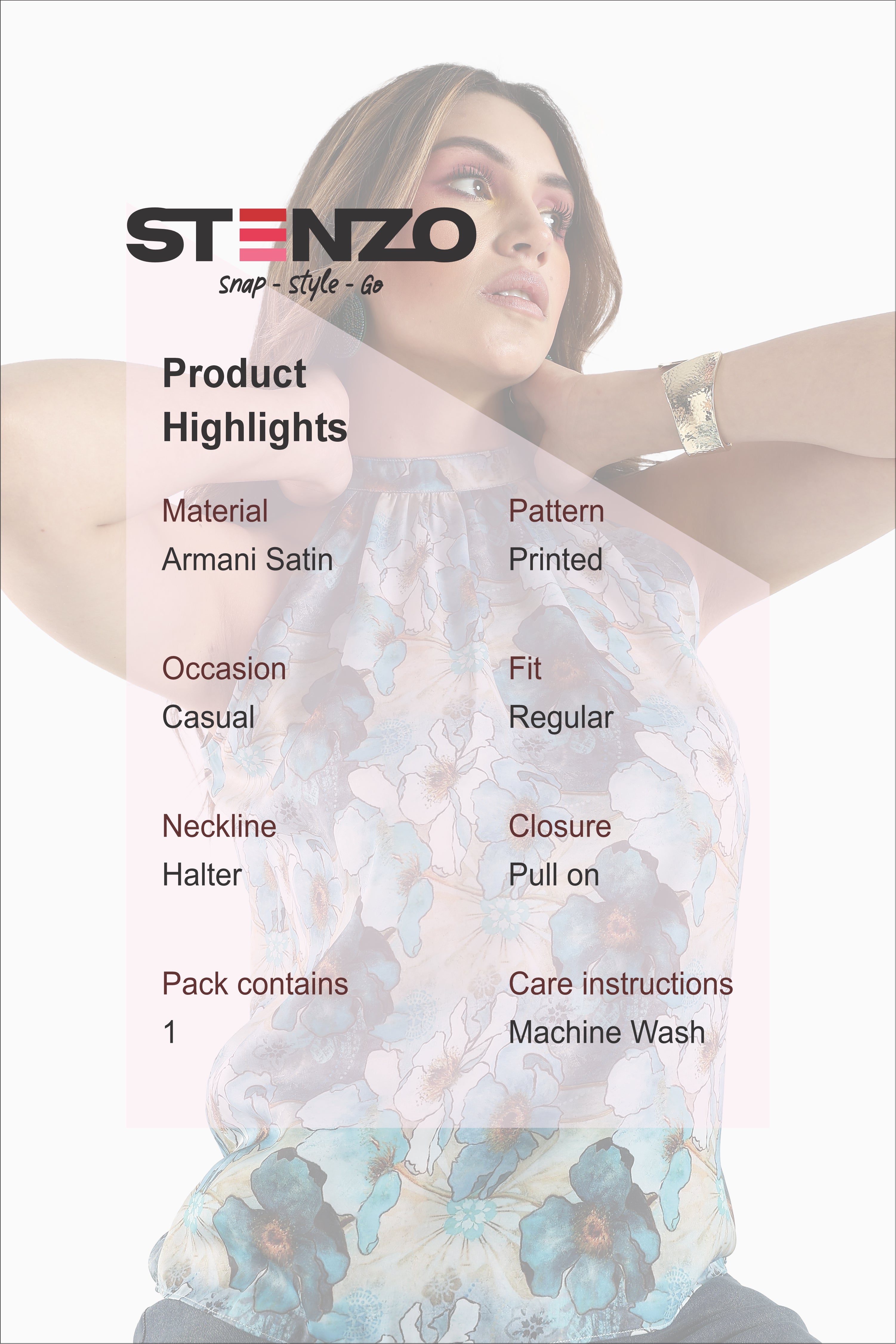 FLORA HALTER TOP-BLUE