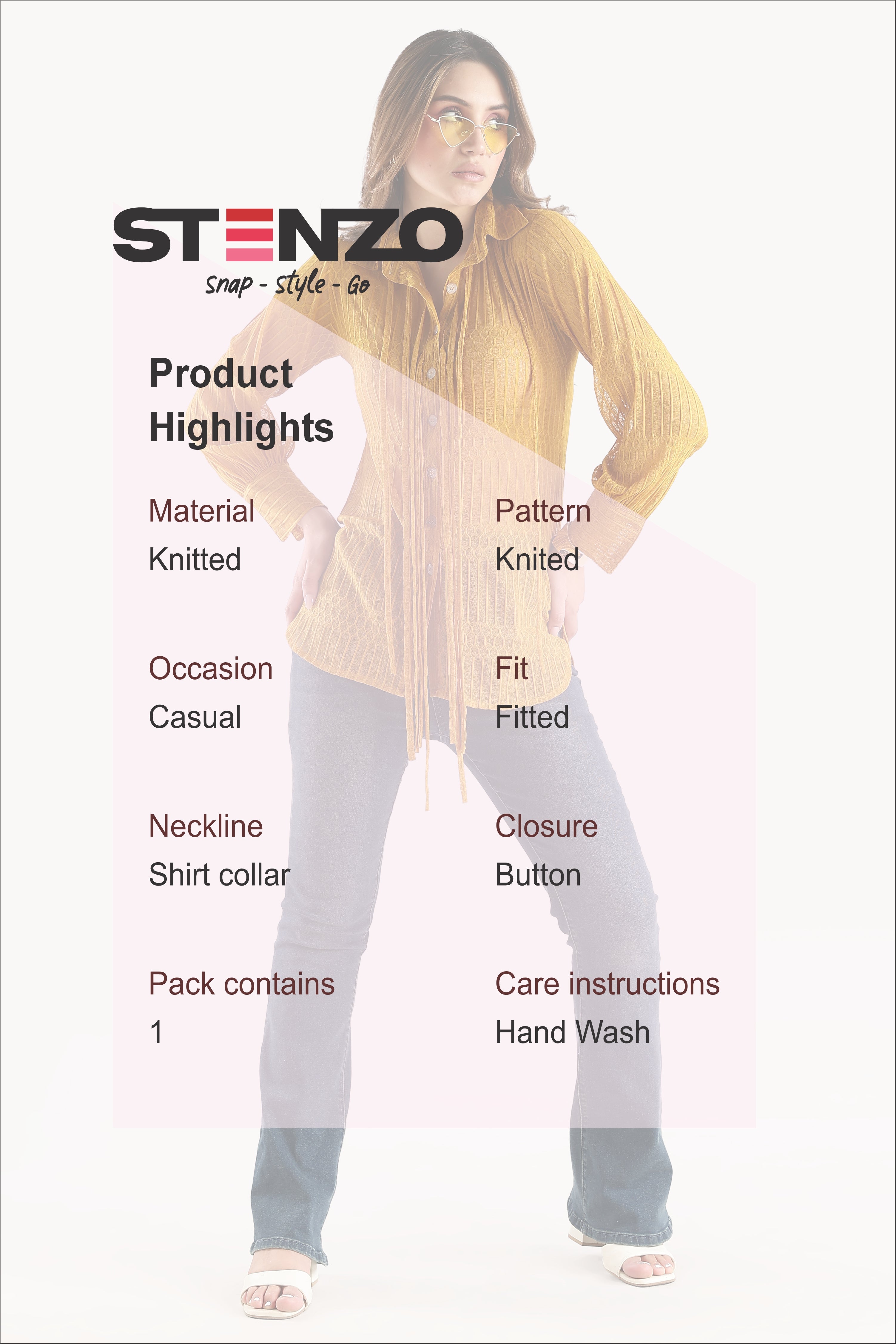 KNITTED SHIRT-MUSTARD