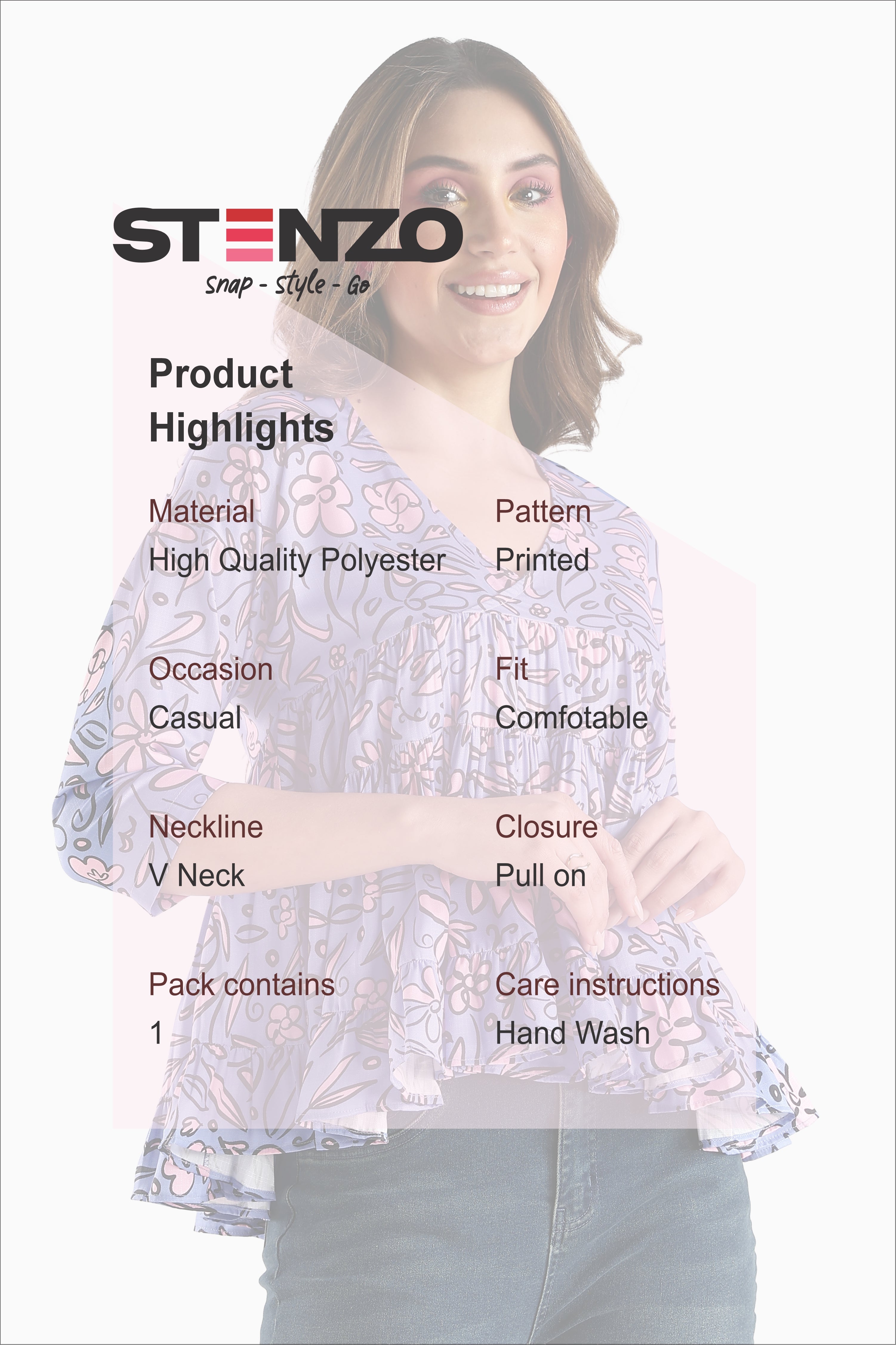 PRINTED TOP-LAVENDER