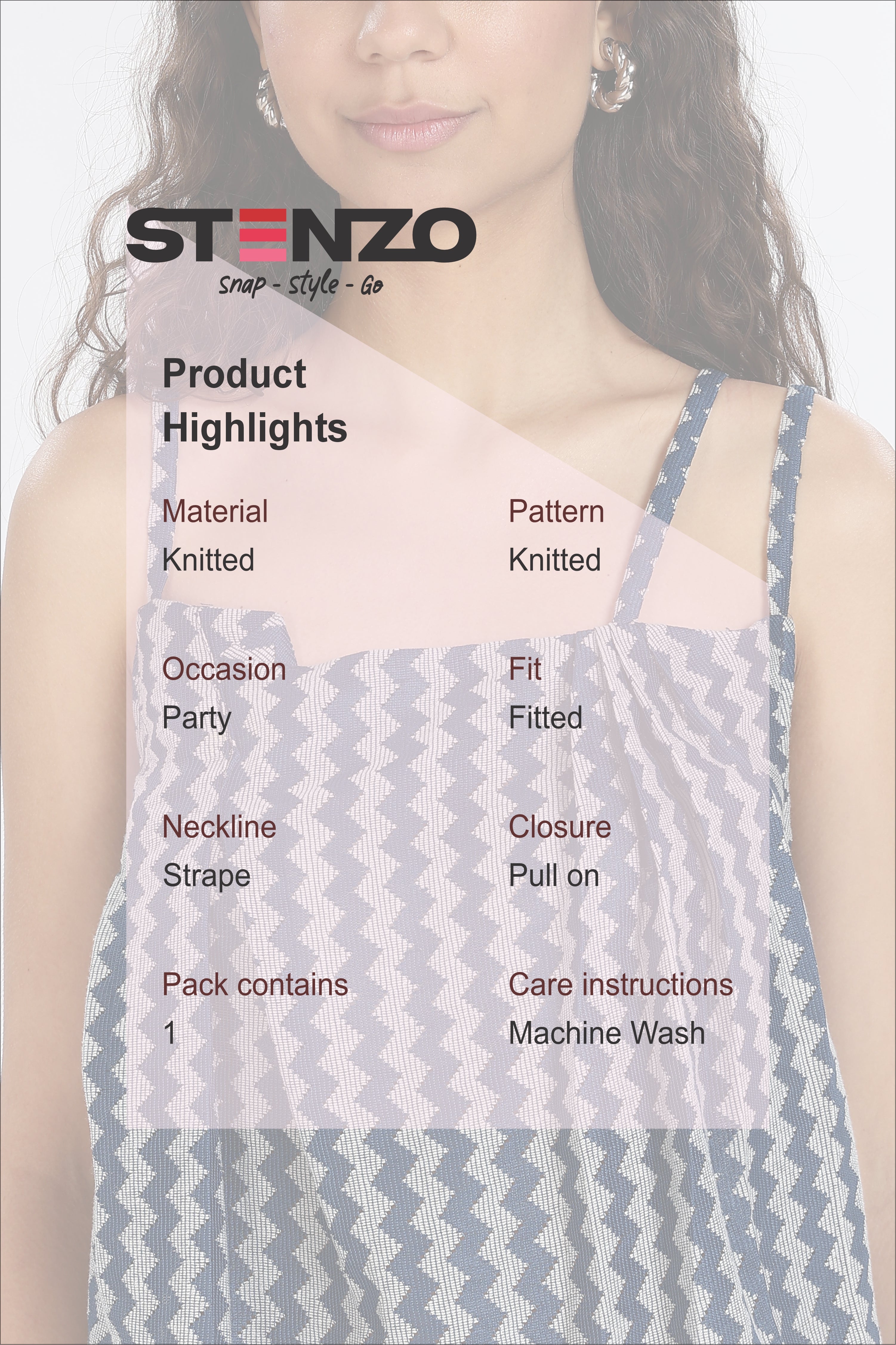 ZIGZAG KNITTED TOP-BLUE