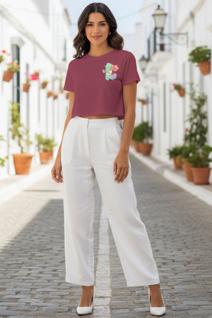 FLORAL PRINT CROP TEE