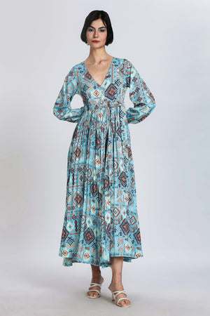 GEOMETRIC PRINTED MAXI DRESS