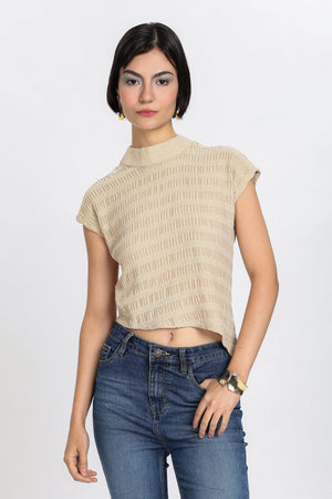 KNITTED TOP-ALMOND FROST
