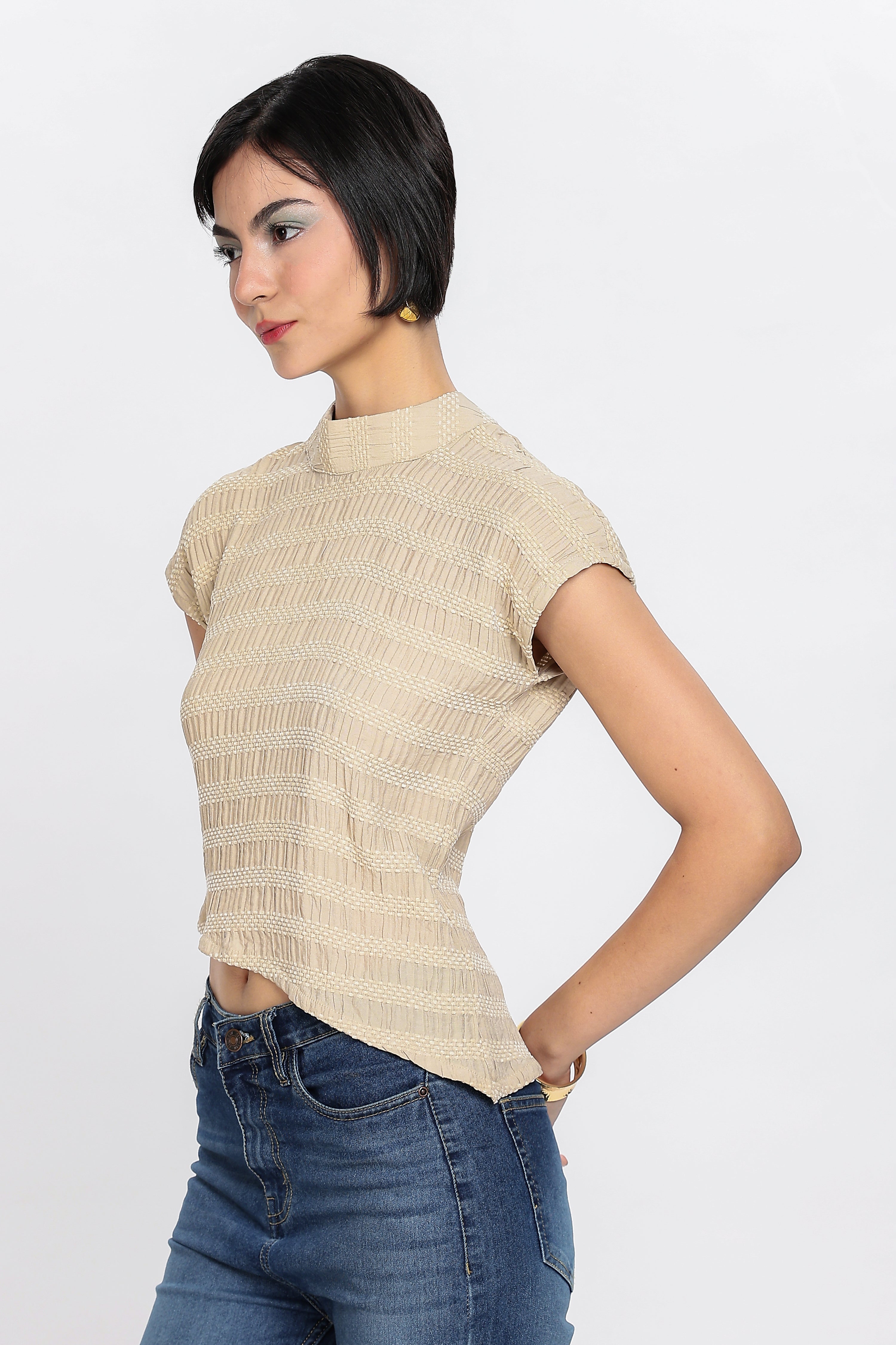 KNITTED TOP-ALMOND FROST