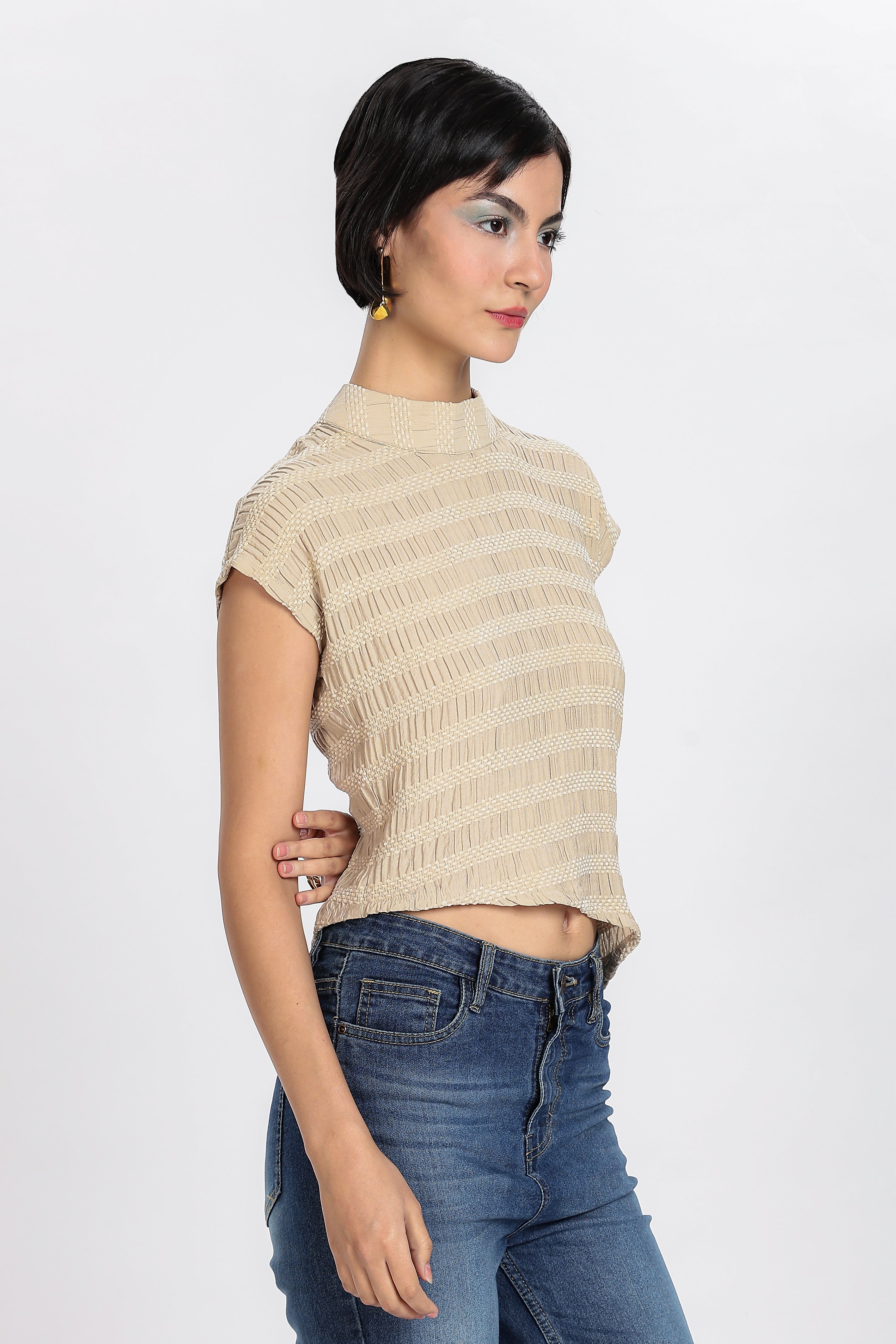 KNITTED TOP-ALMOND FROST