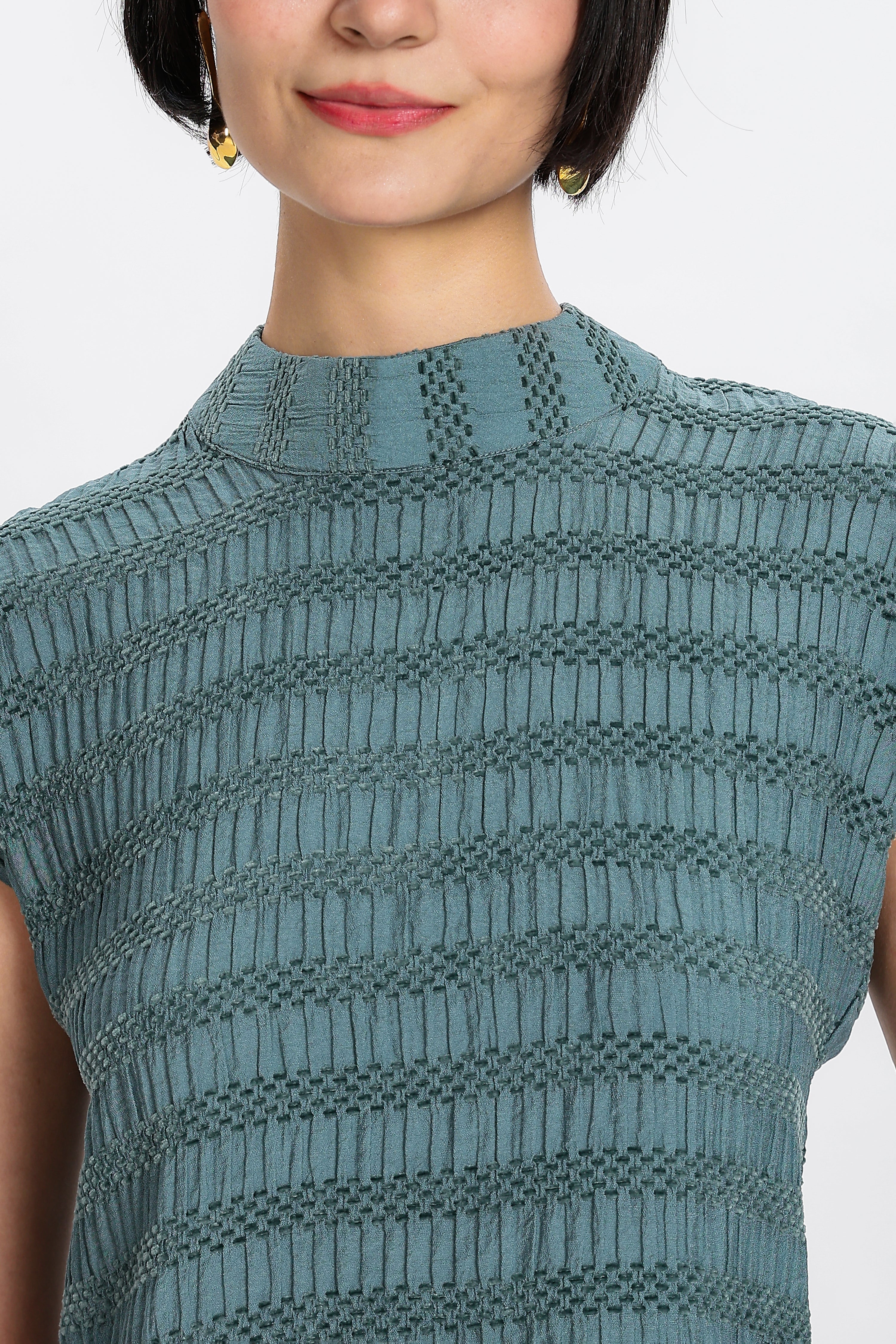 KNITTED TOP-BLUE