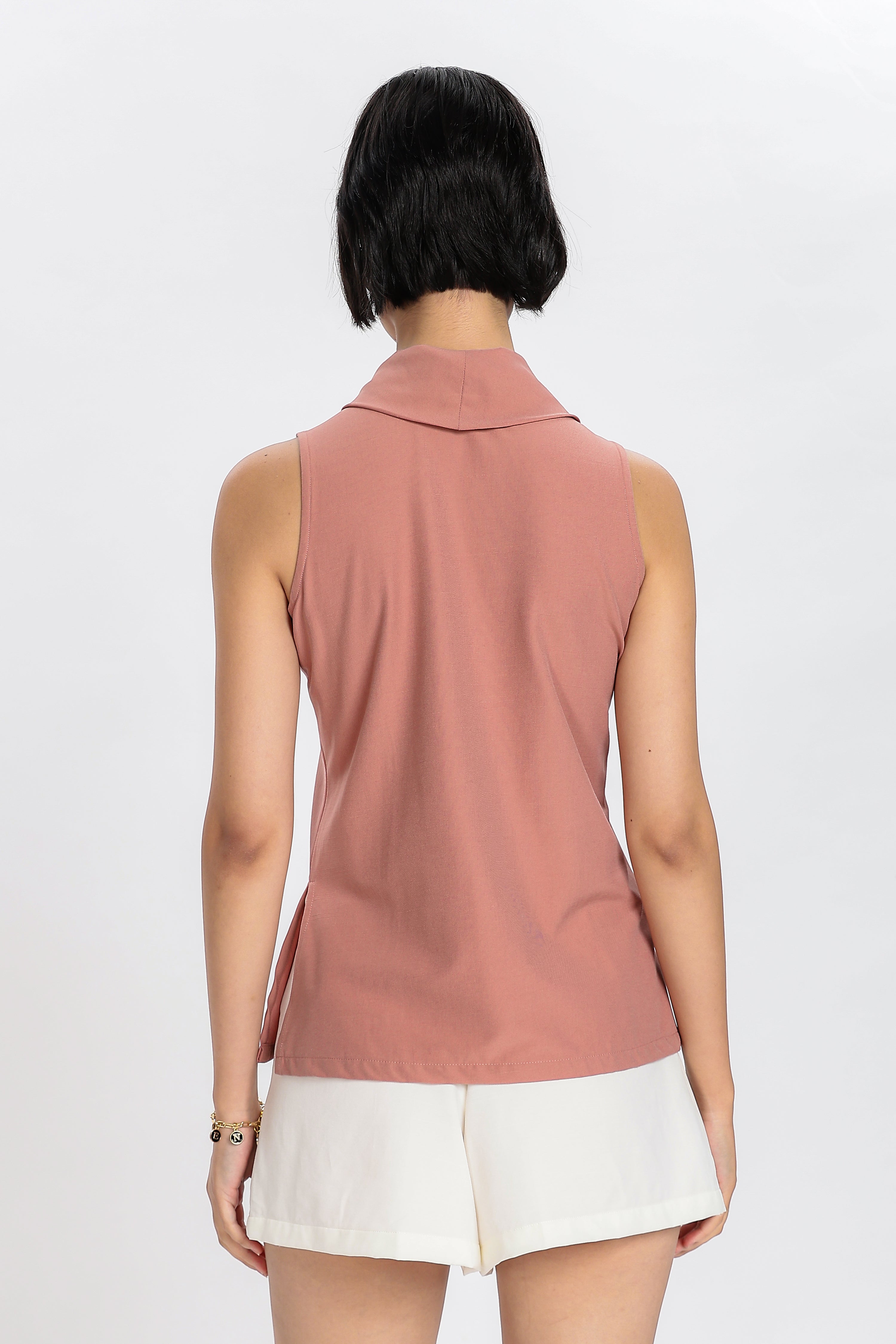 ELEGANT HIGH NECK TOP-PINK