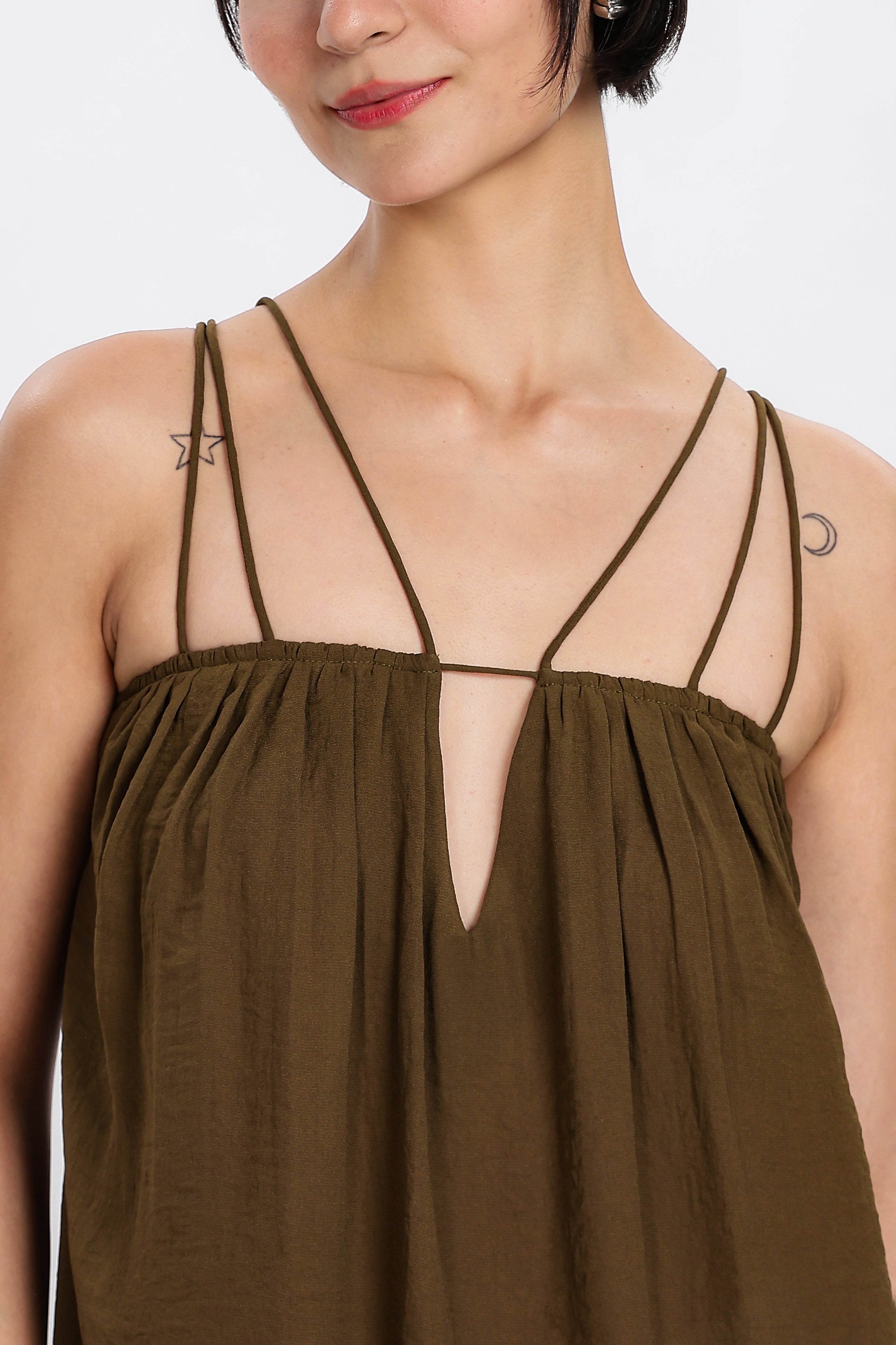 STRAPY TOP-BROWN
