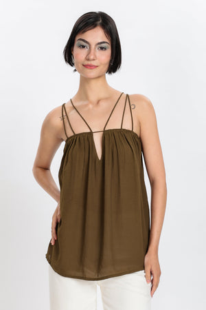 STRAPY TOP-BROWN