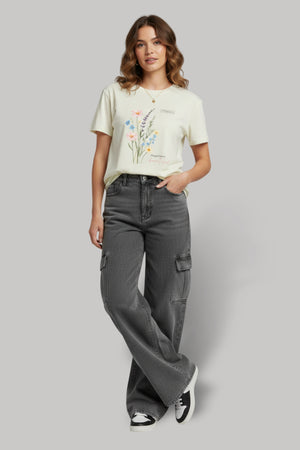 FLOWER GRAPHIC PRINTED REGULAR T-SHIRT