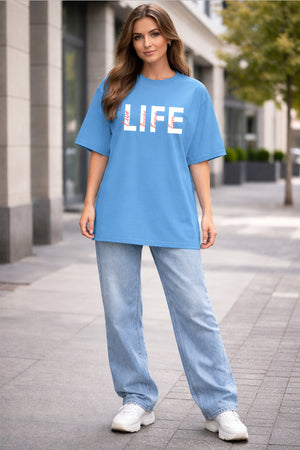 LIFE GRAPHIC PRINTED OVERSIZED TEE