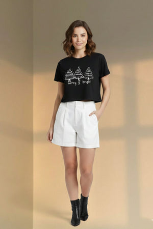 CHRISTMAS SPECIAL GRAPHIC PRINTED CROP TEE