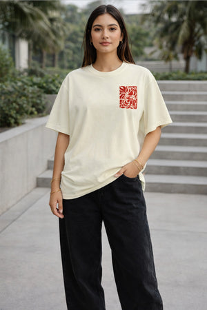 BIRD GRAPHIC PRINTED OVERSIZED TEE