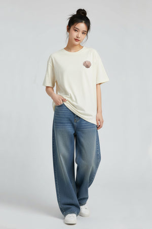 MERMAID GRAPHIC PRINTED OVERSIZED T-SHIRT