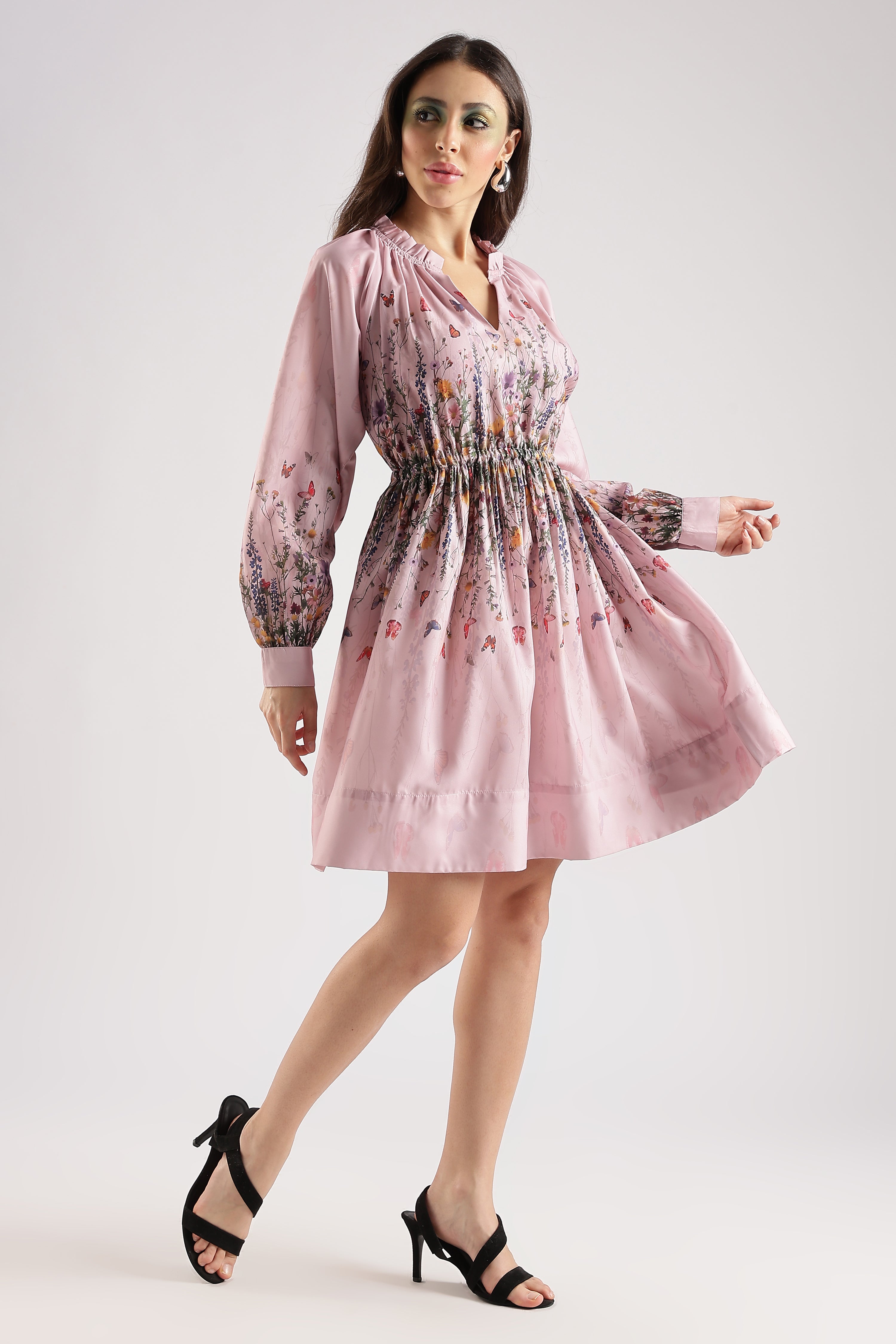 FLORAL MINI DRESS-PINK