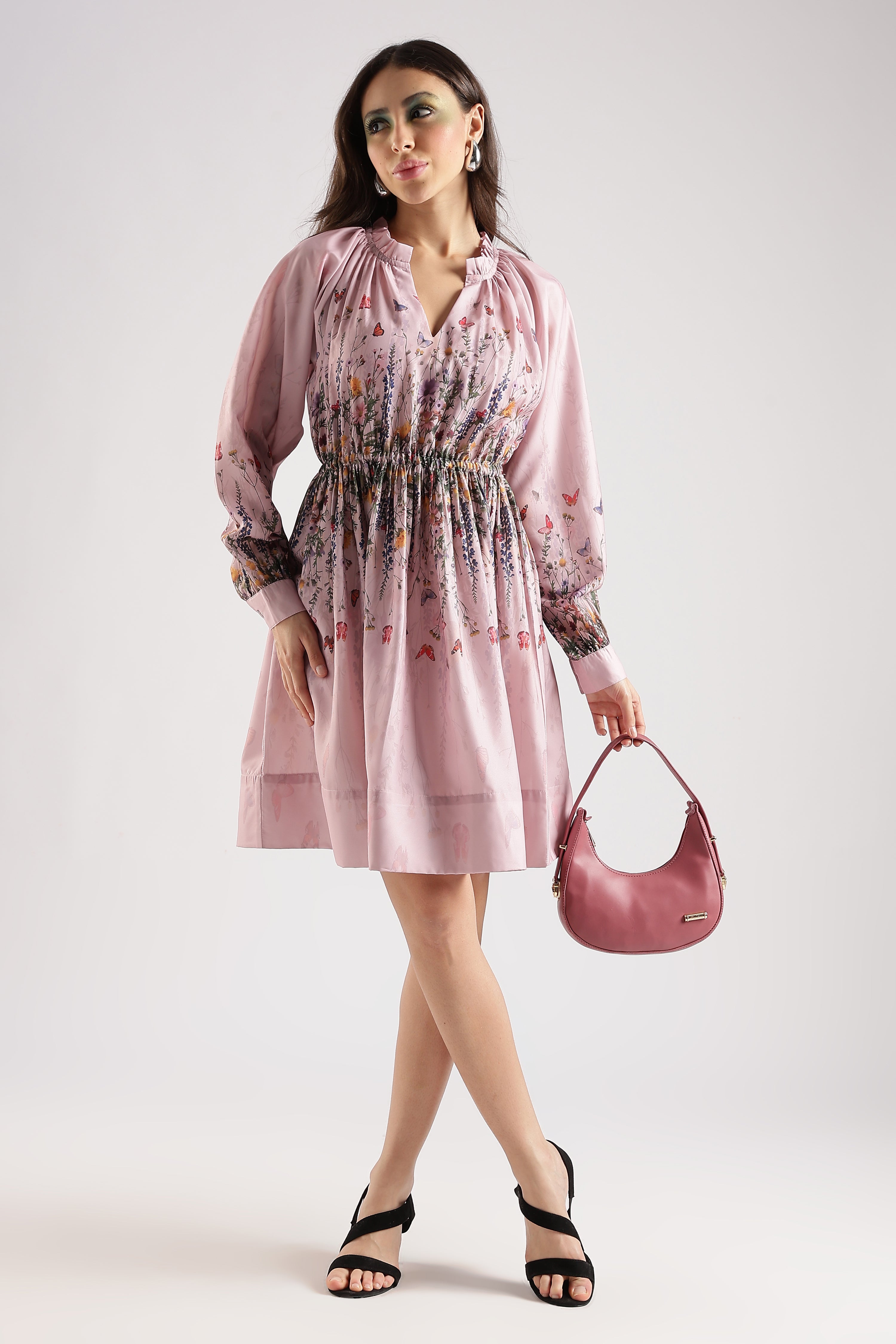 FLORAL MINI DRESS-PINK