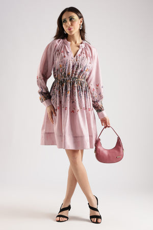 FLORAL MINI DRESS-PINK