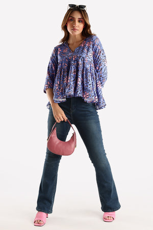 PRINTED TOP-LAVENDER