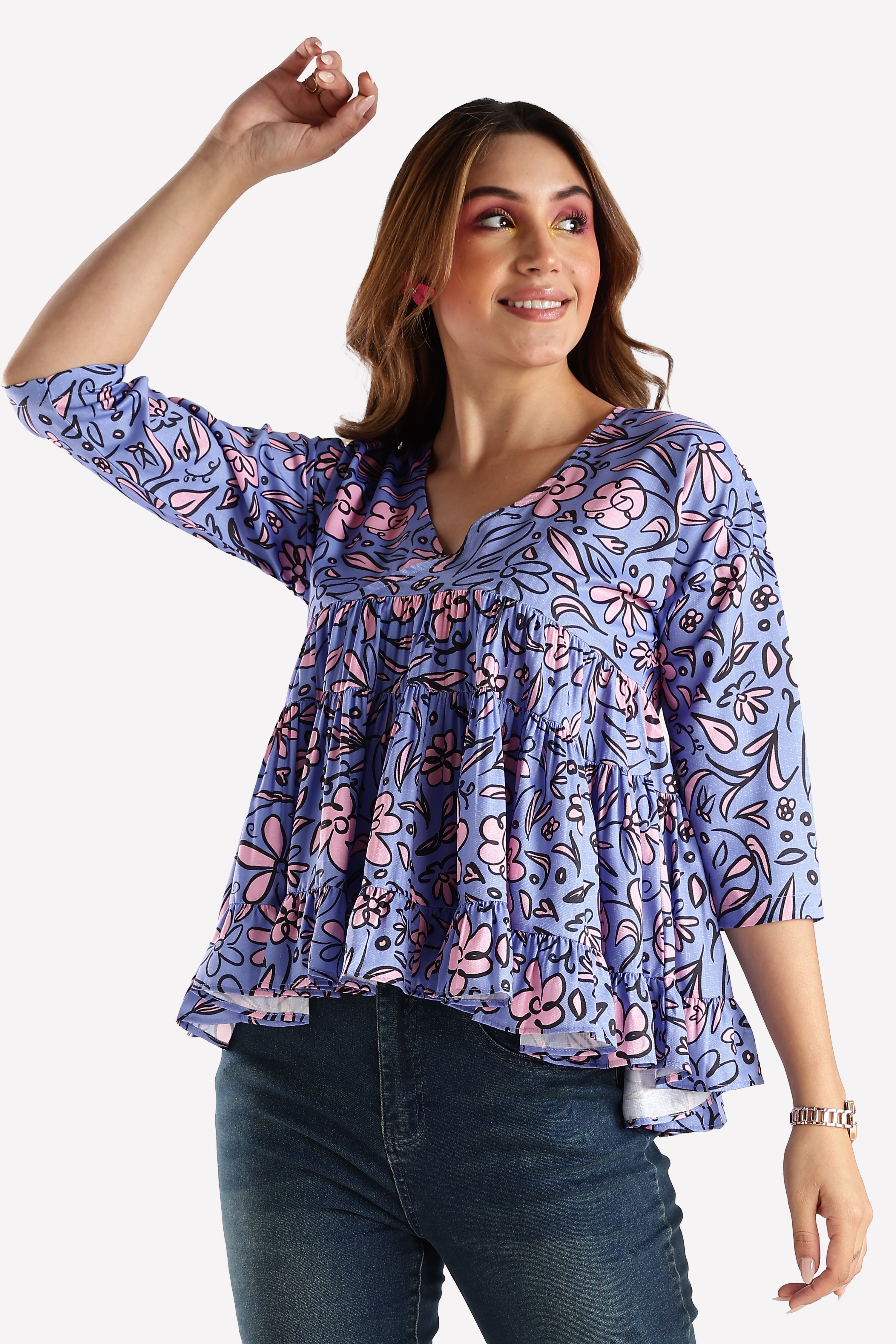 PRINTED TOP-LAVENDER
