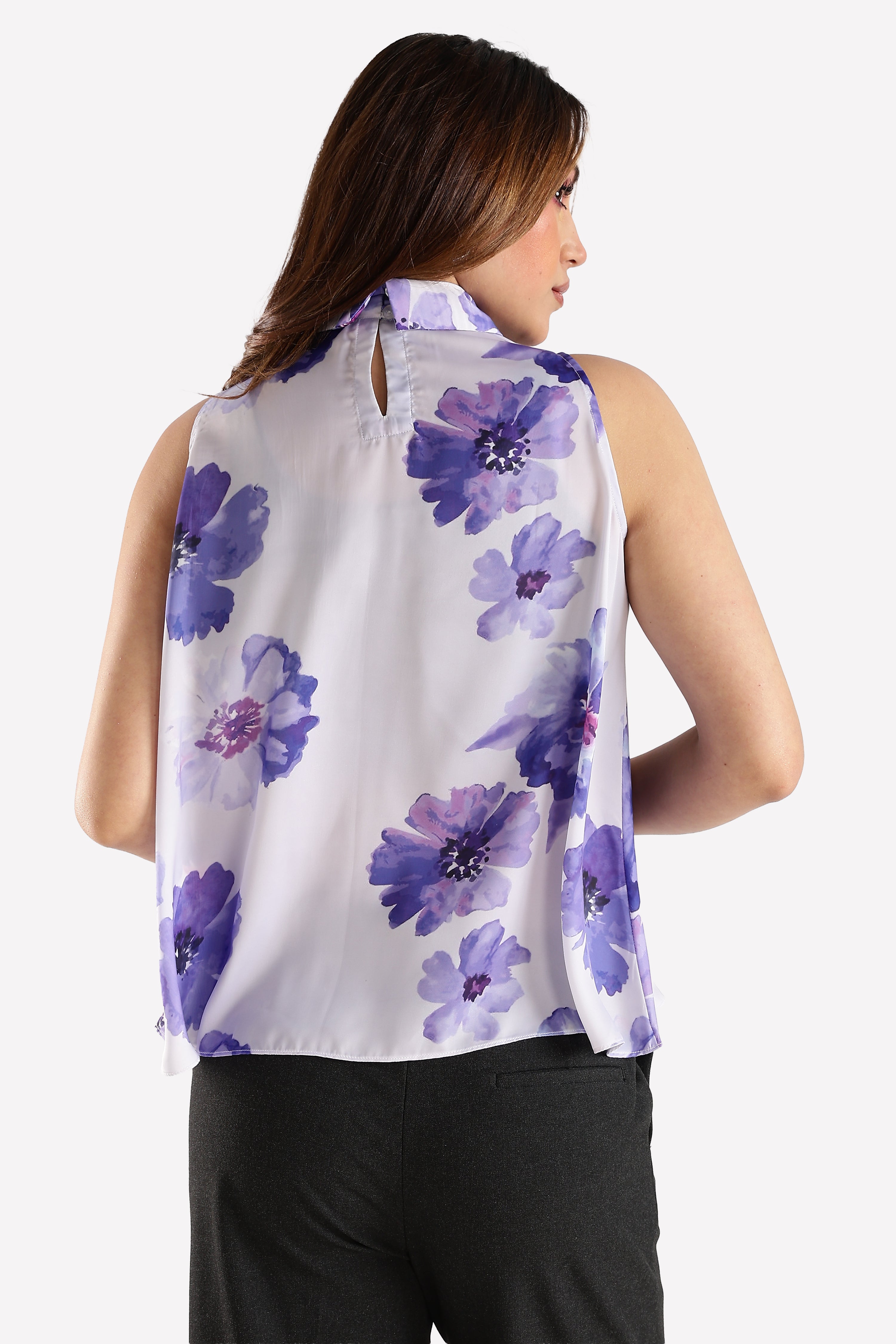 FLOWER PRINTED TOP-PURPLE