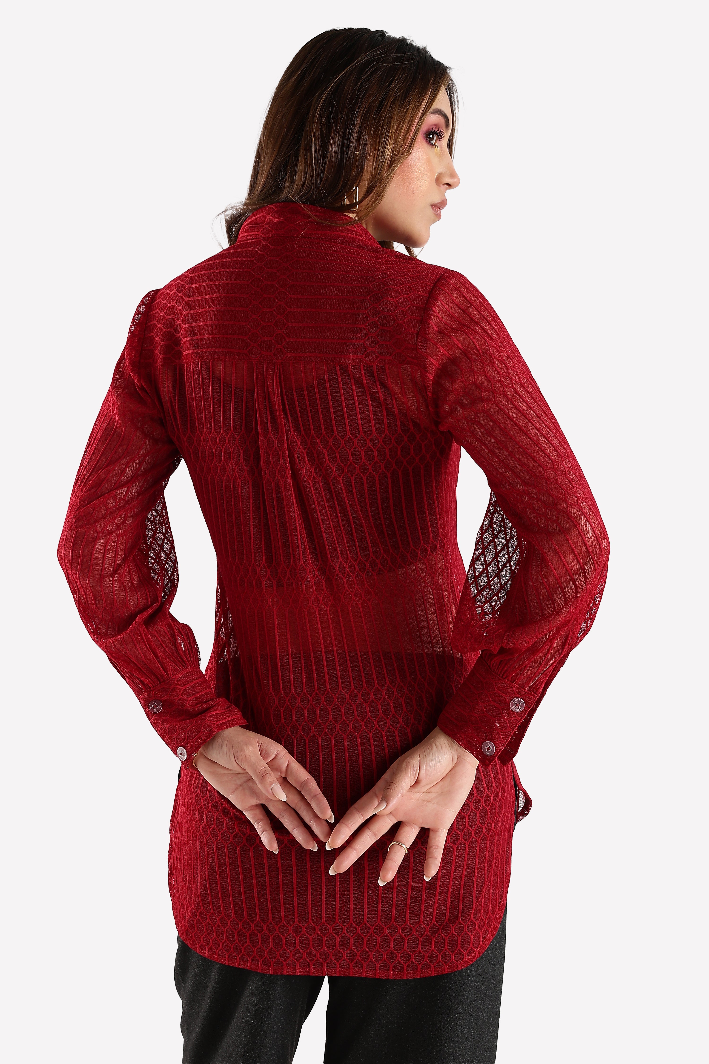 KNITTED SHIRT-MAROON