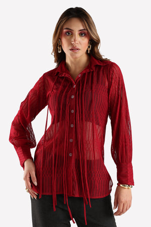 KNITTED SHIRT-MAROON