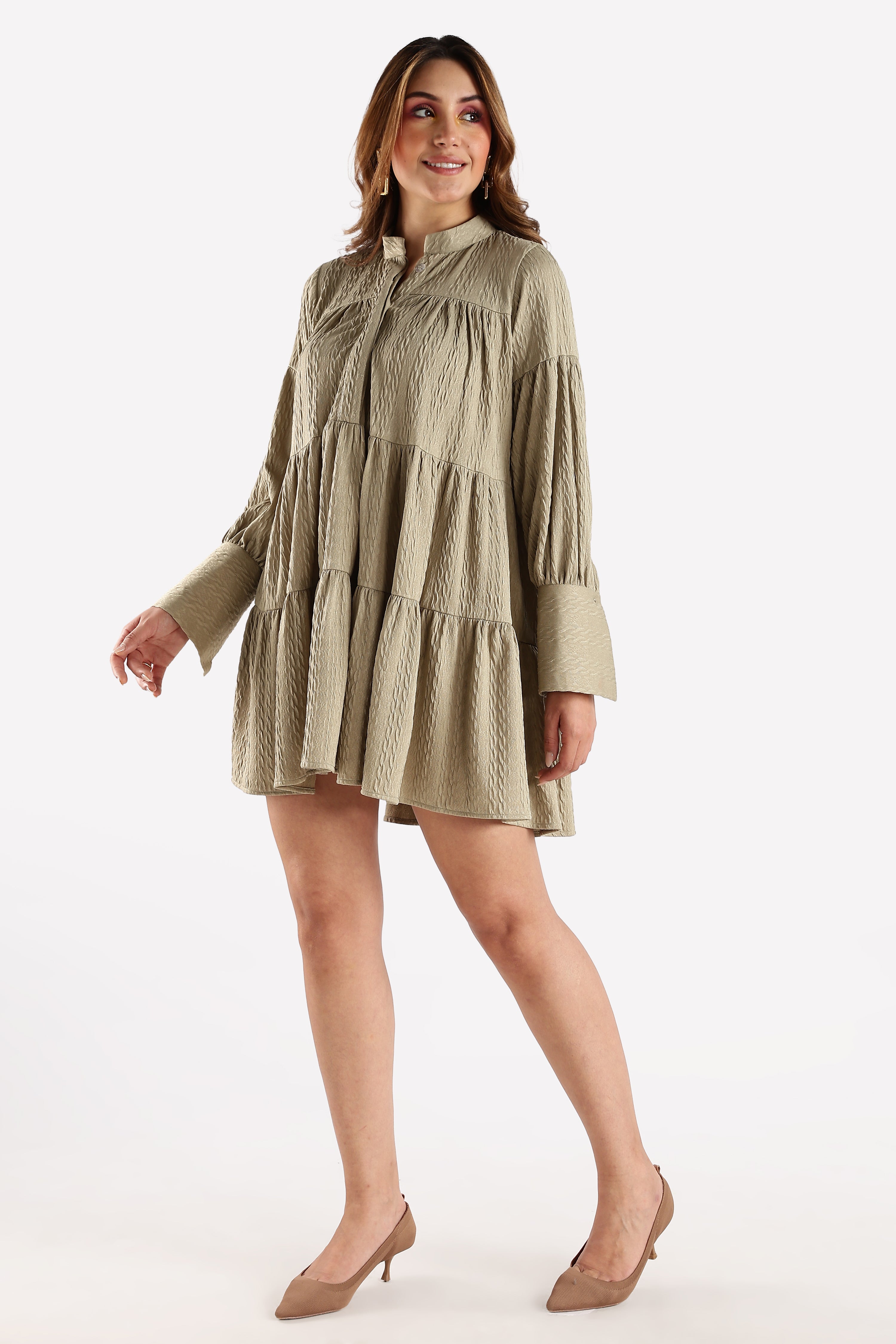 FLAIRY MINI DRESS-OLIVE