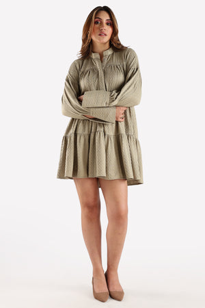 FLAIRY MINI DRESS-OLIVE