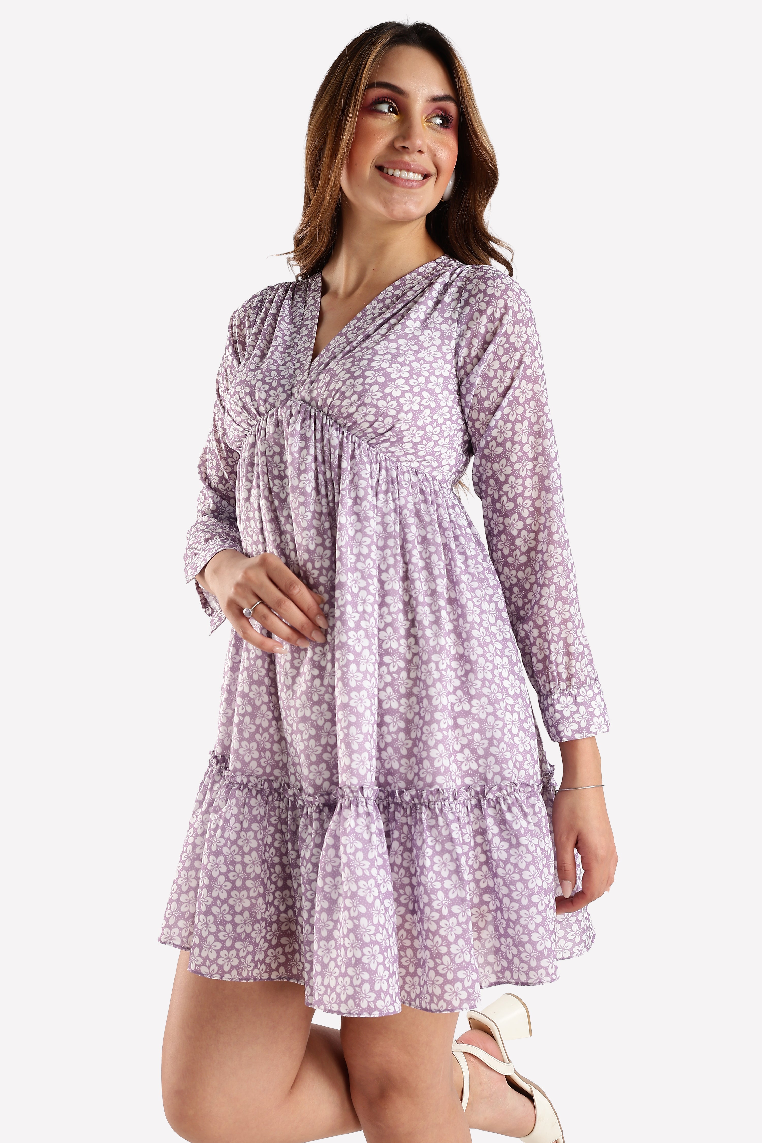 FLORA MINI DRESS-PURPLE