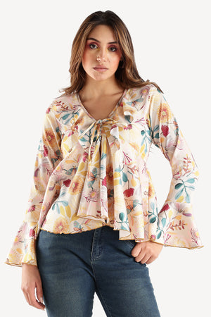 FLORAL TOP-YELLOW