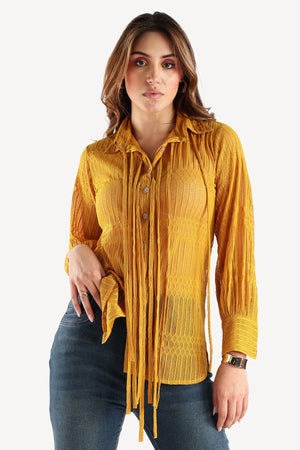 KNITTED SHIRT-MUSTARD