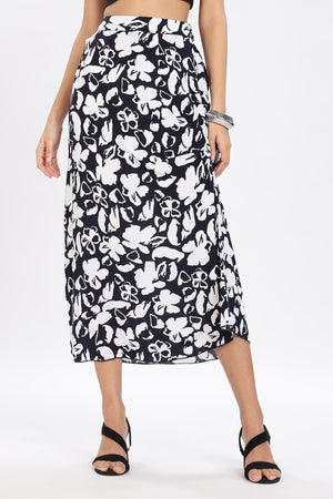 PRINTED  SKIRT-BLACK