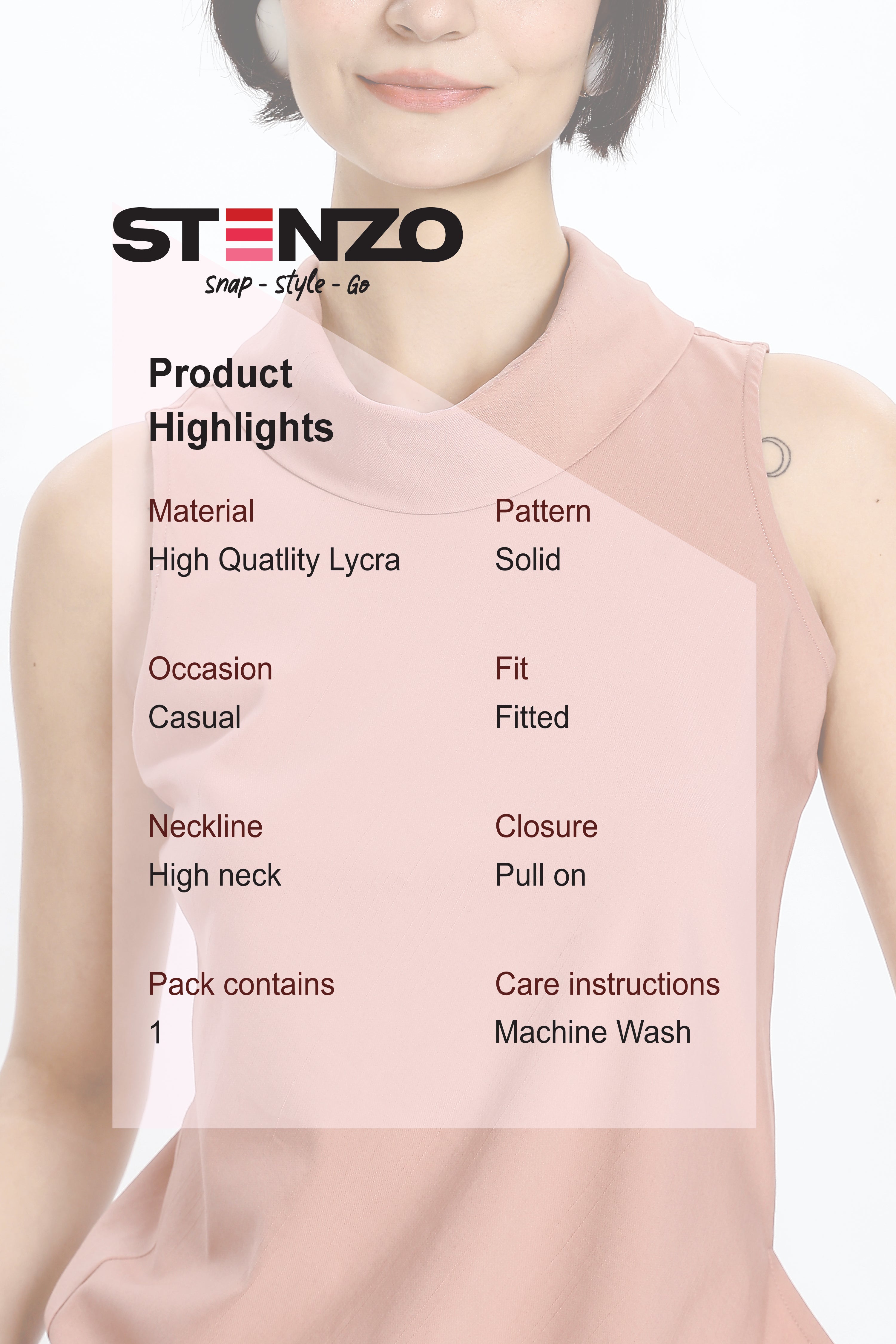 ELEGANT HIGH NECK TOP-PINK