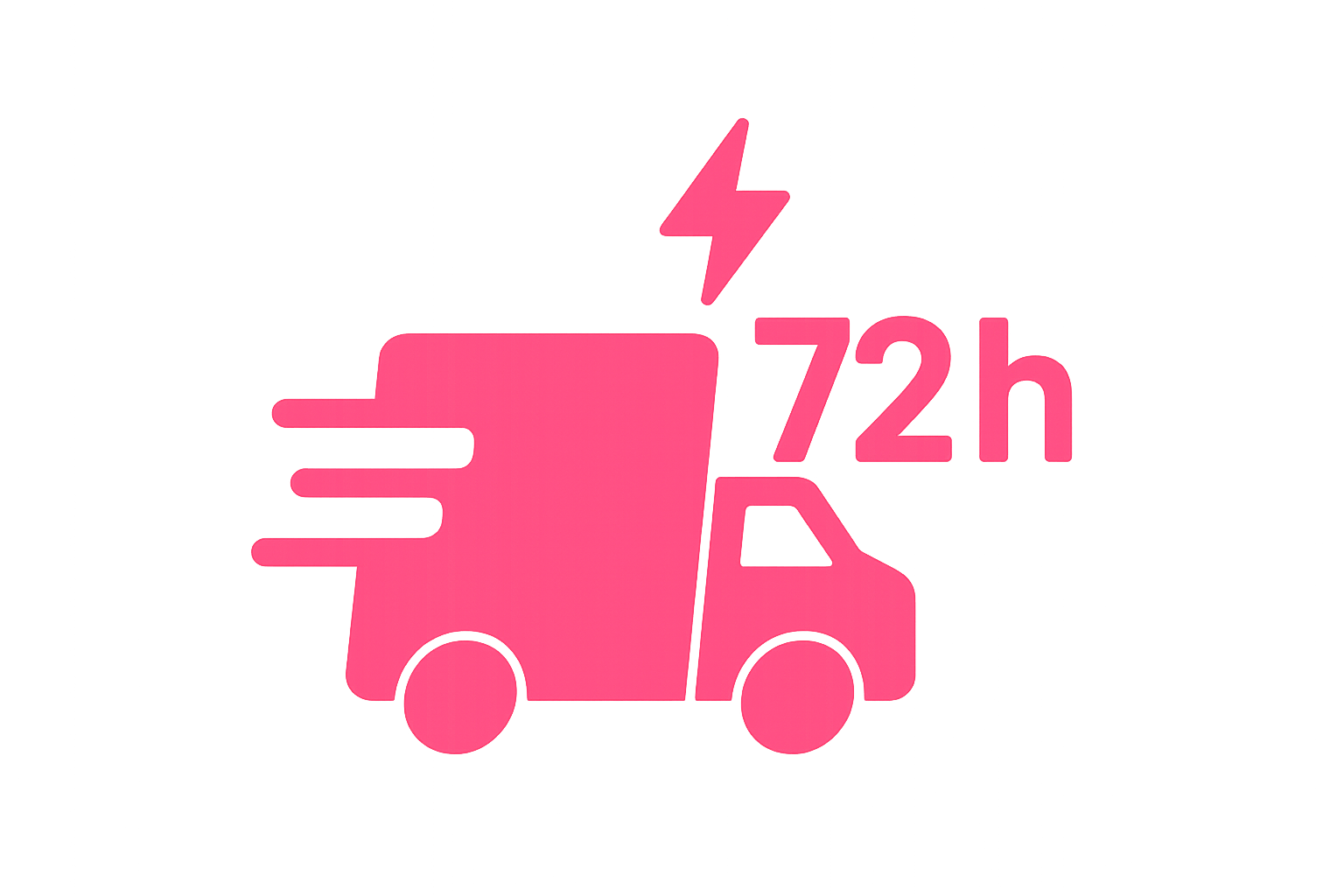 Generate icon of Fast shipping, We ship product almost in 72 hours. with color #e95b82