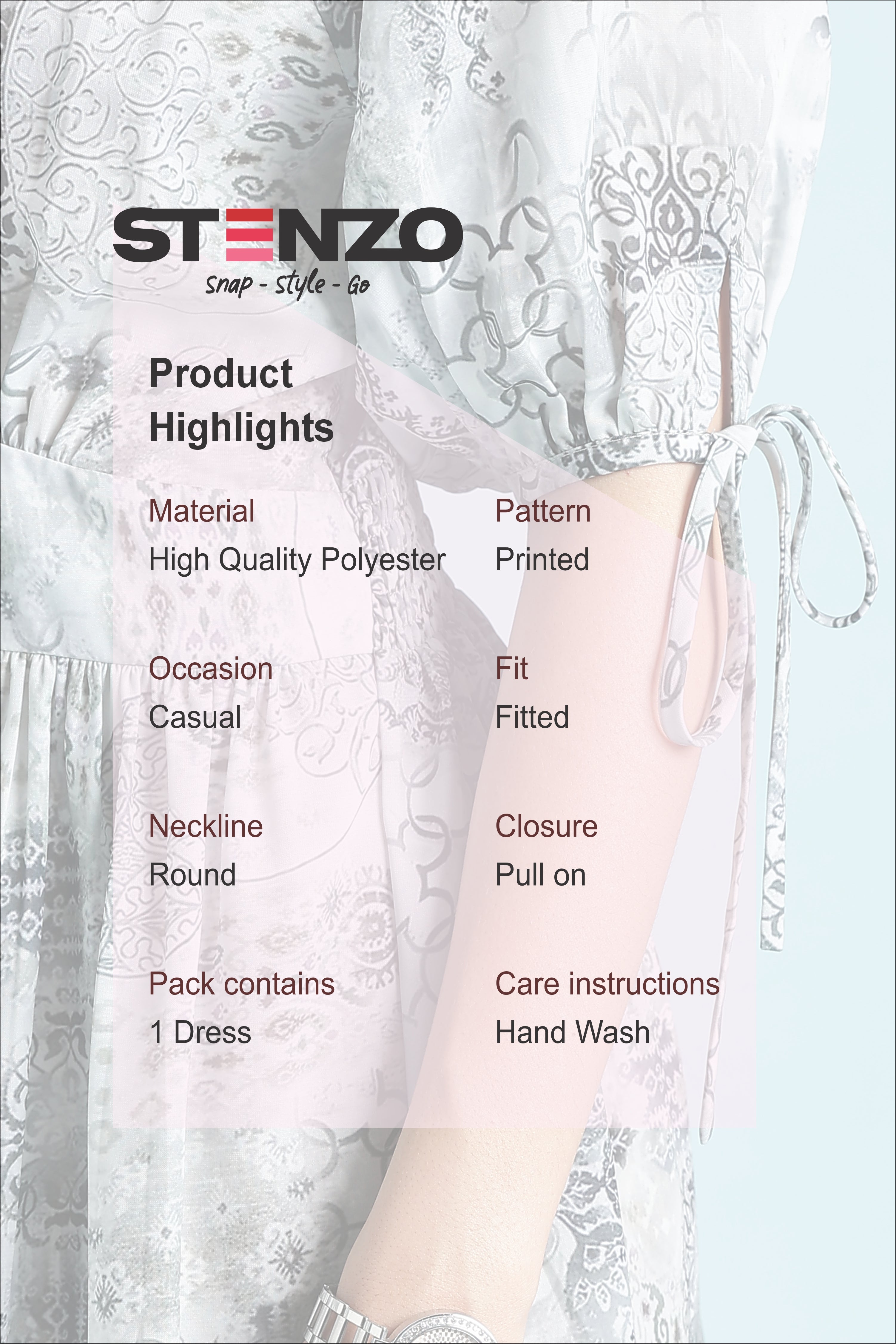 PRINTED MIDI DRESS-GREEN