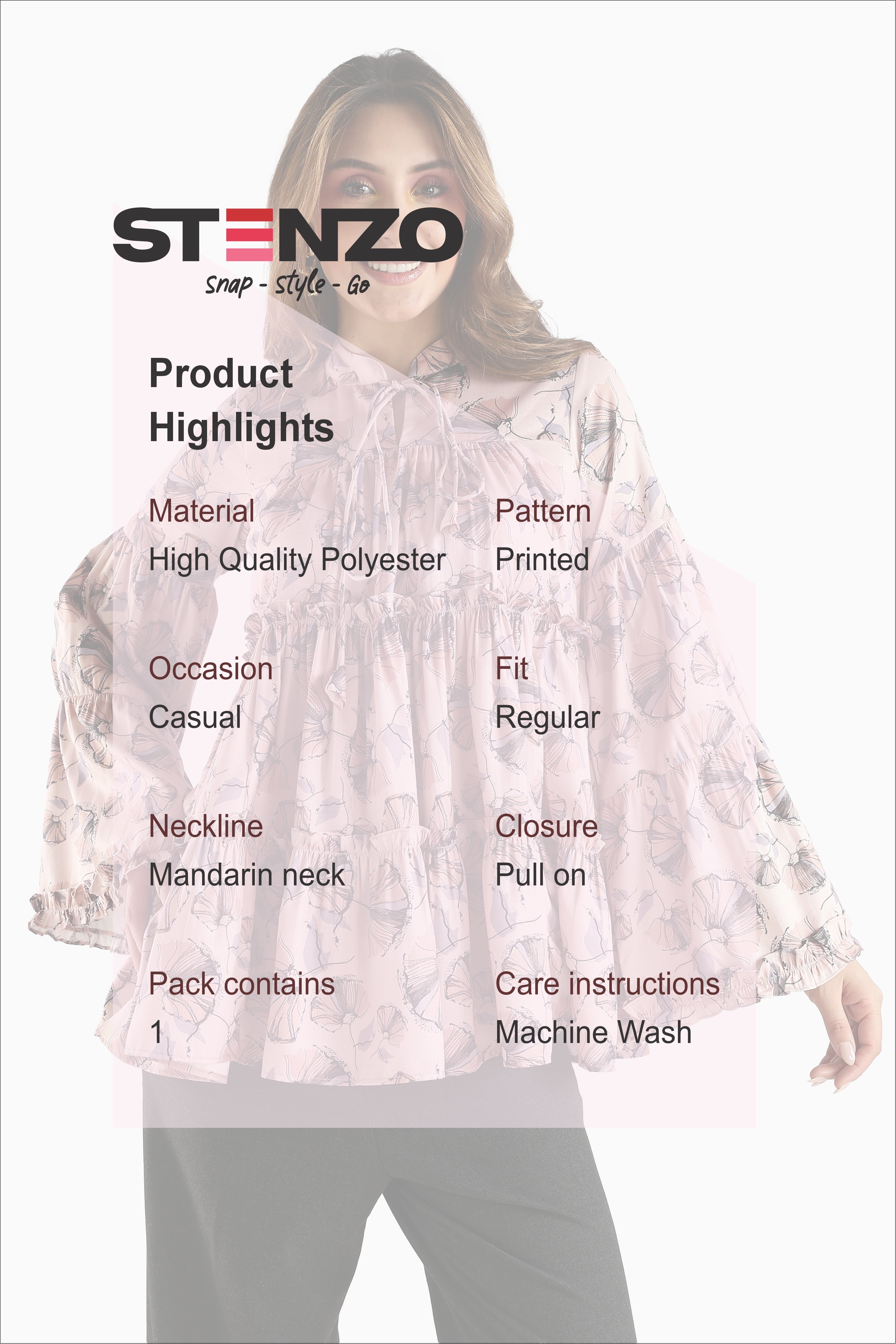 PRINTED TOP-LIGHT BROWN